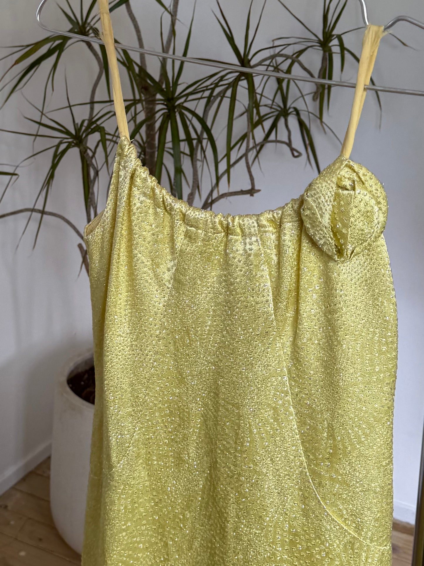 Vintage yellow evening gown, made in Aotearoa