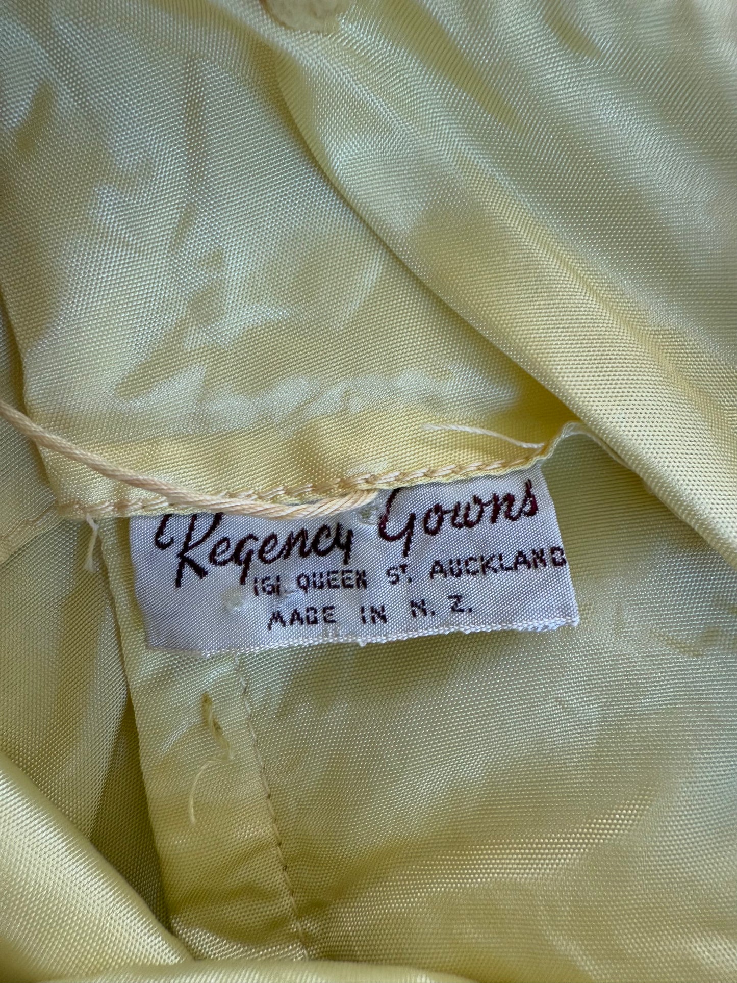 Vintage yellow evening gown, made in Aotearoa
