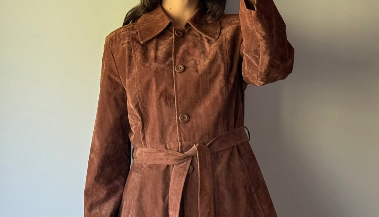Vintage brown suede coat, made in Aotearoa