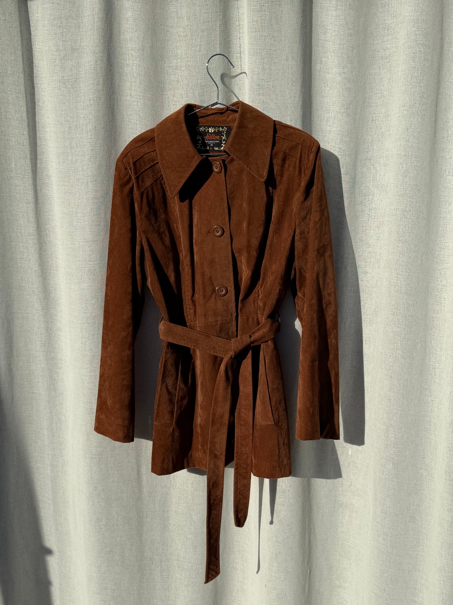 Vintage brown suede coat, made in Aotearoa