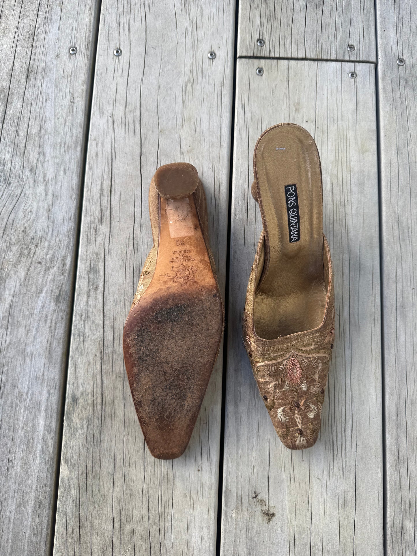 Golden mules made in Spain