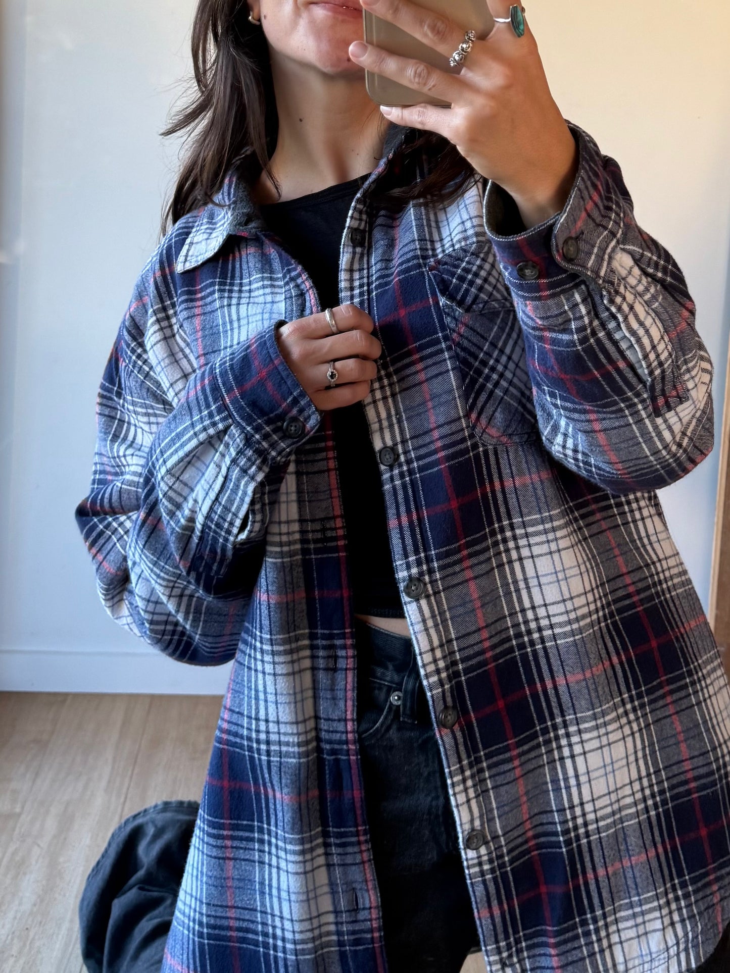 Plaid cotton shirt jacket