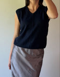 Classic navy wool vest with v neck