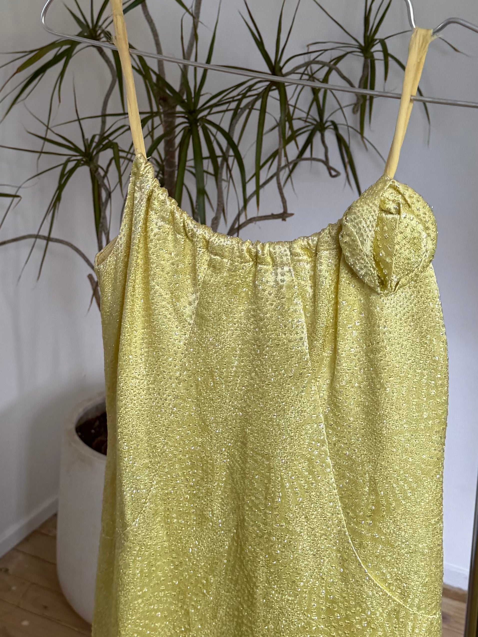 Vintage yellow evening gown, made in Aotearoa