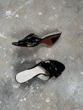 Cute patent black wedge