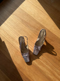 Y2K style lilac slingback heels