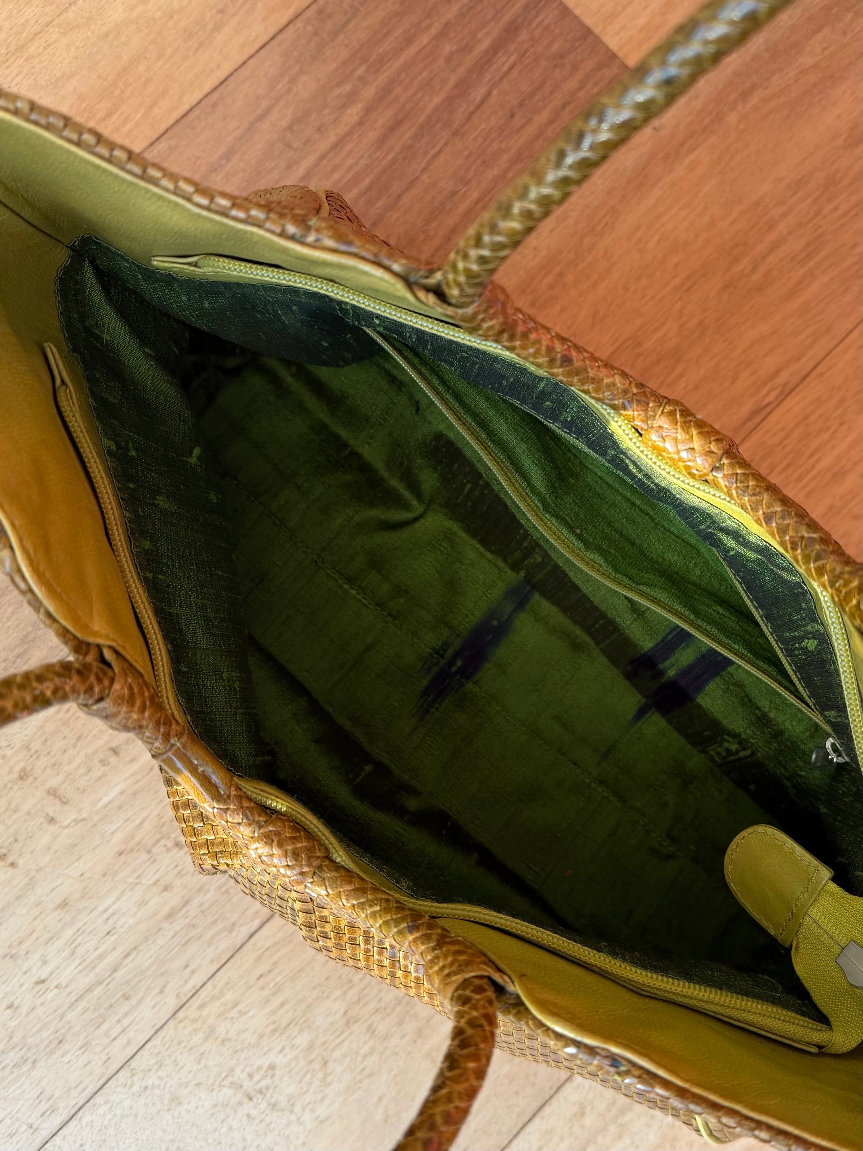 Woven leather bag