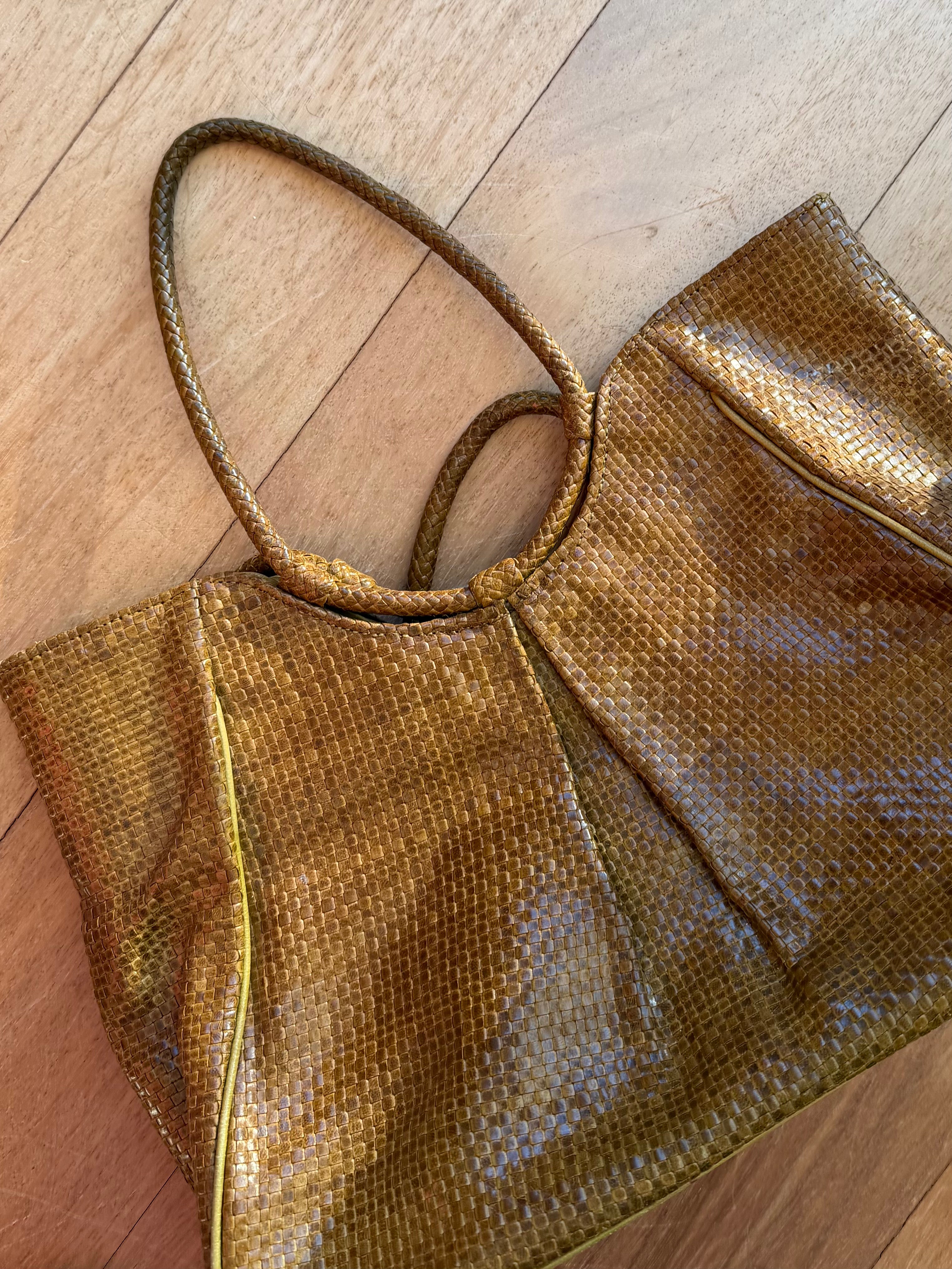 Woven leather bag