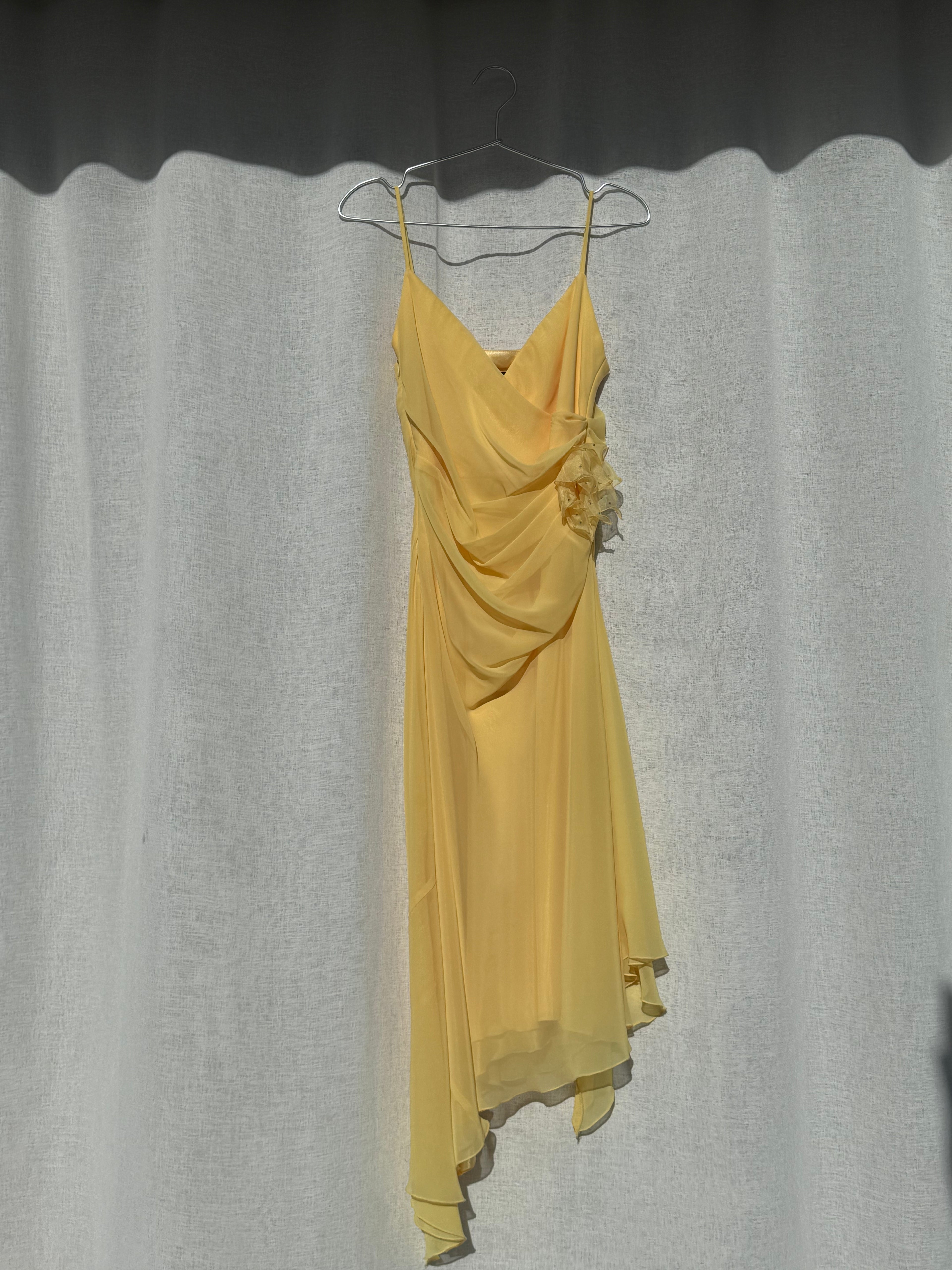 Buttery yellow y2k vintage dress, made in Aus