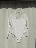 White lace leotard