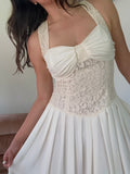 Vintage cream dress with lace bodice