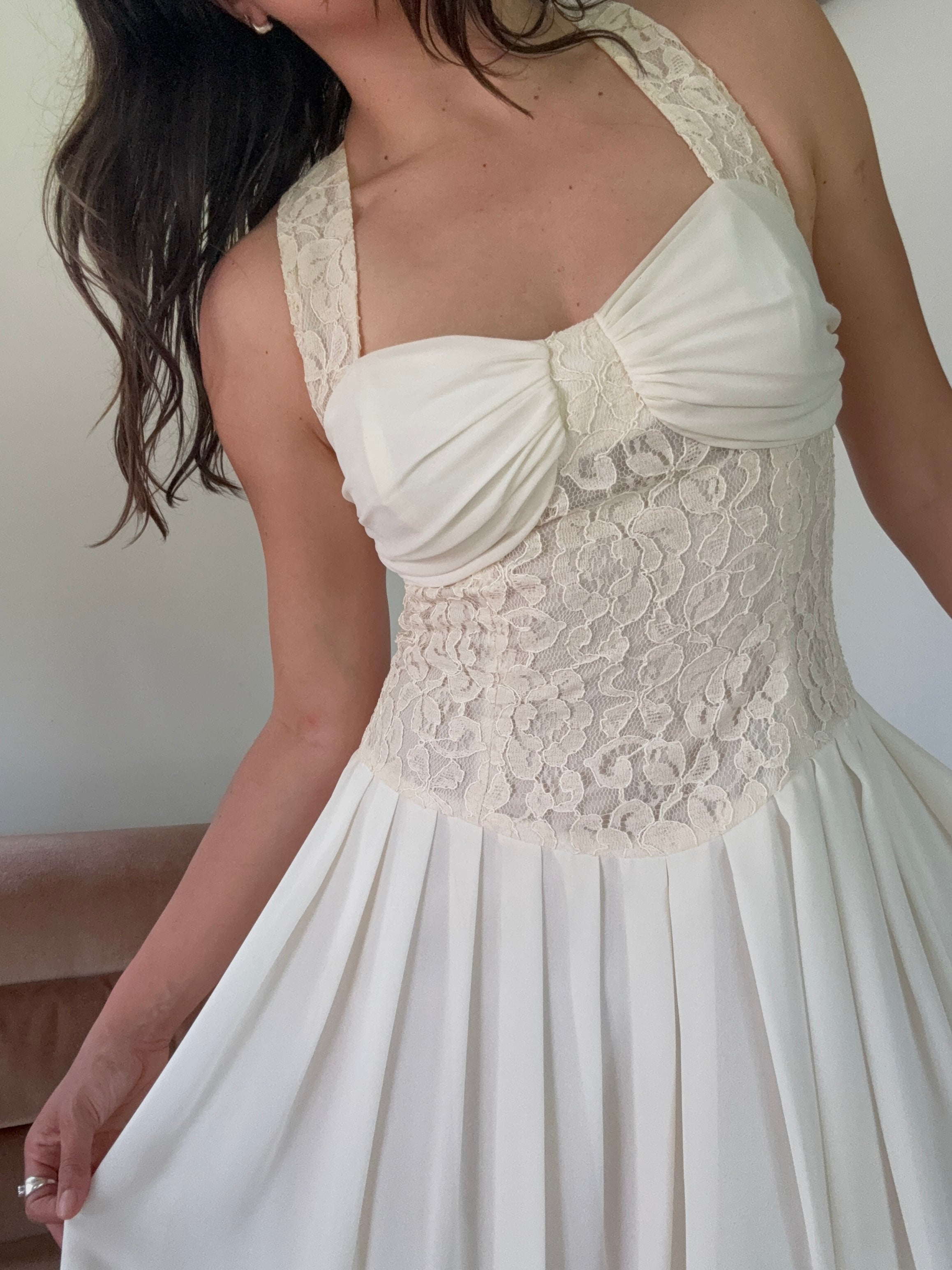 Vintage cream dress with lace bodice