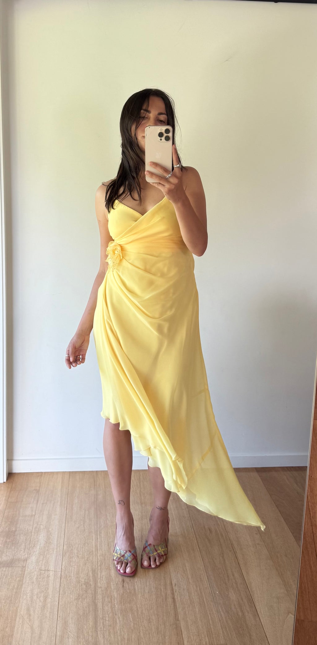 Buttery yellow y2k vintage dress, made in Aus