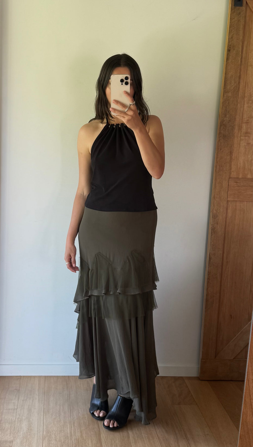 Flowy green maxi skirt