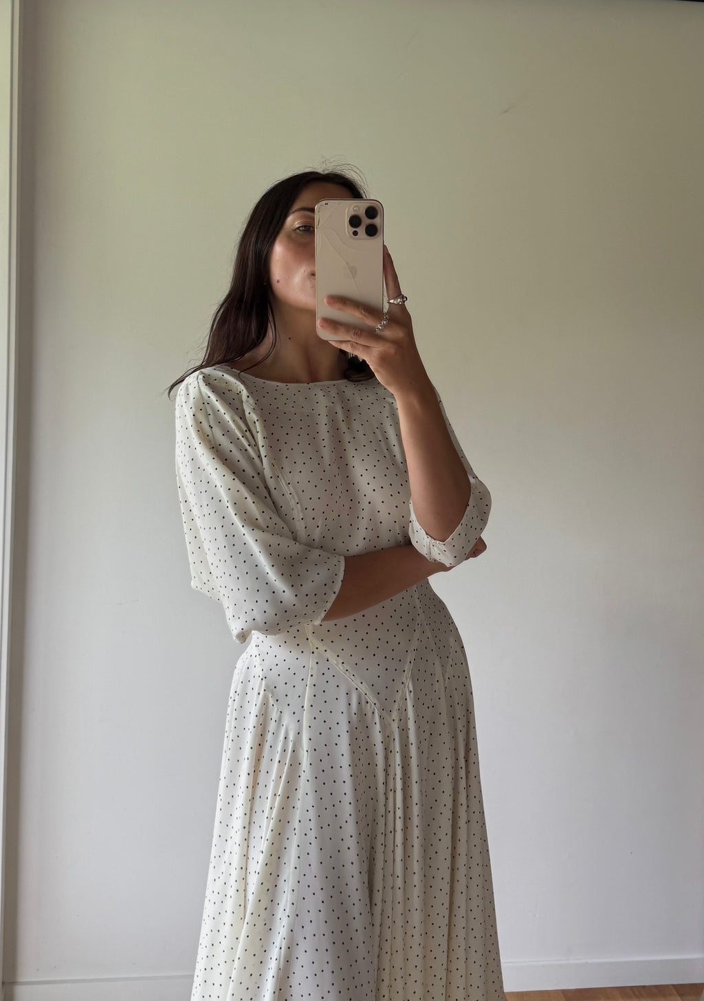 Vintage cream polka dot dress