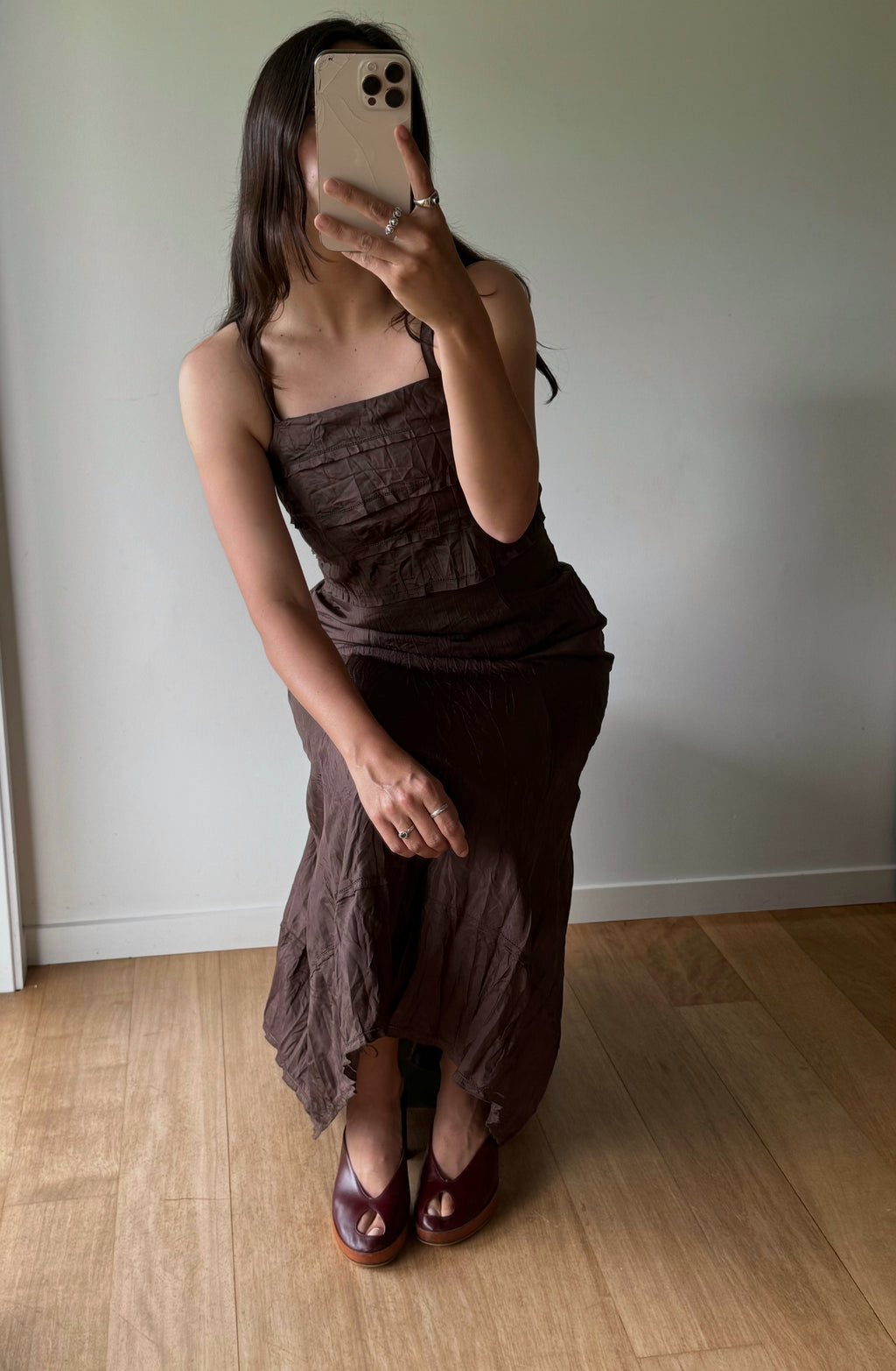 Brown silk dress by Verge