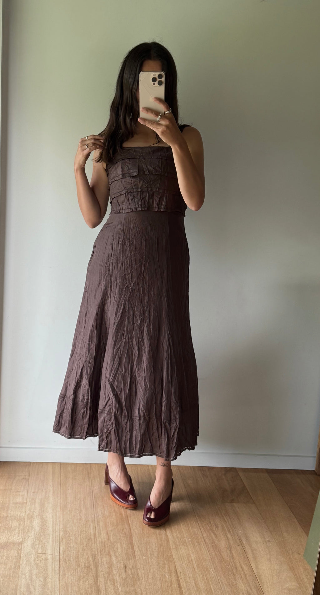 Brown silk dress by Verge