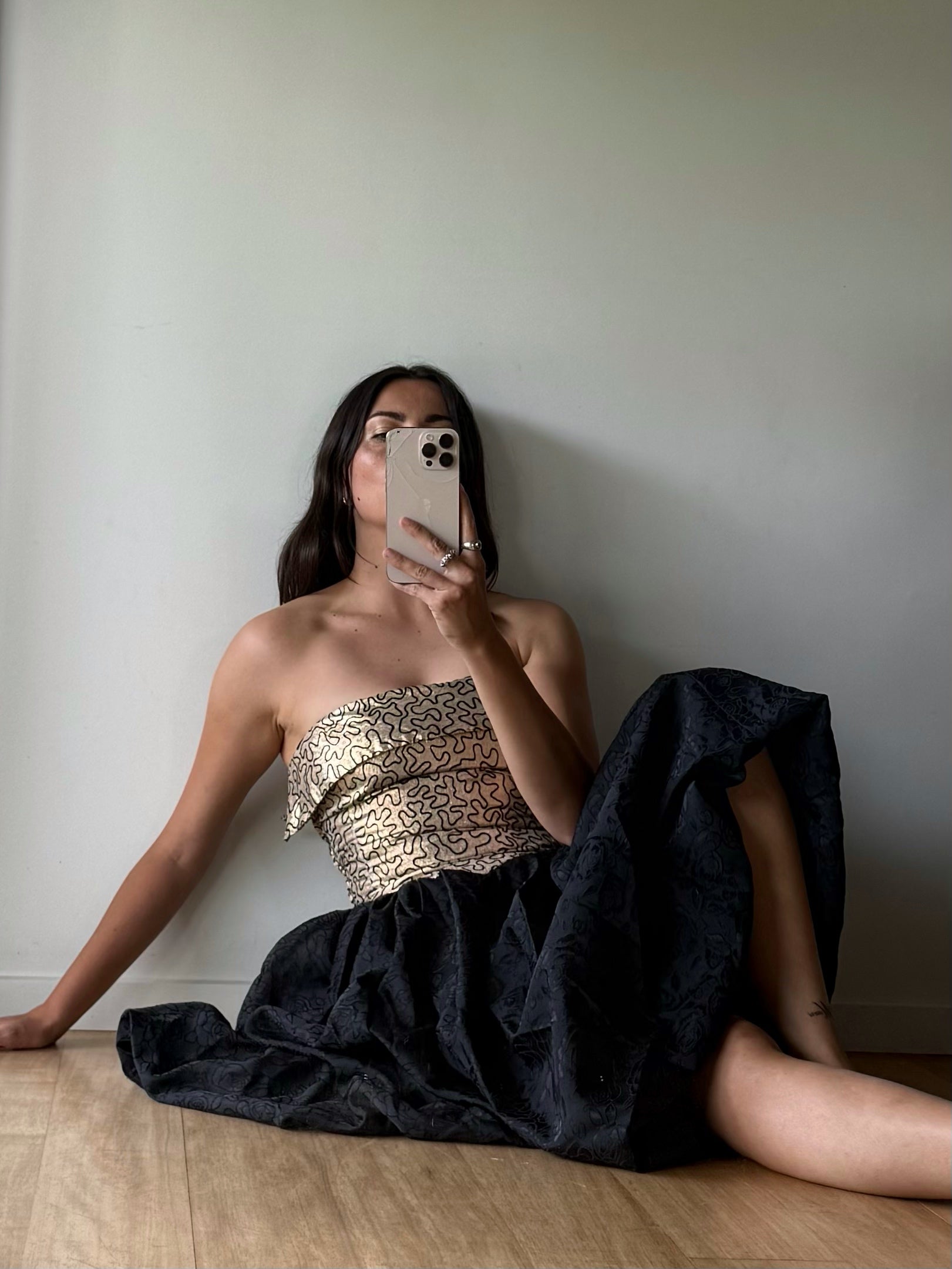 Black and gold party dress