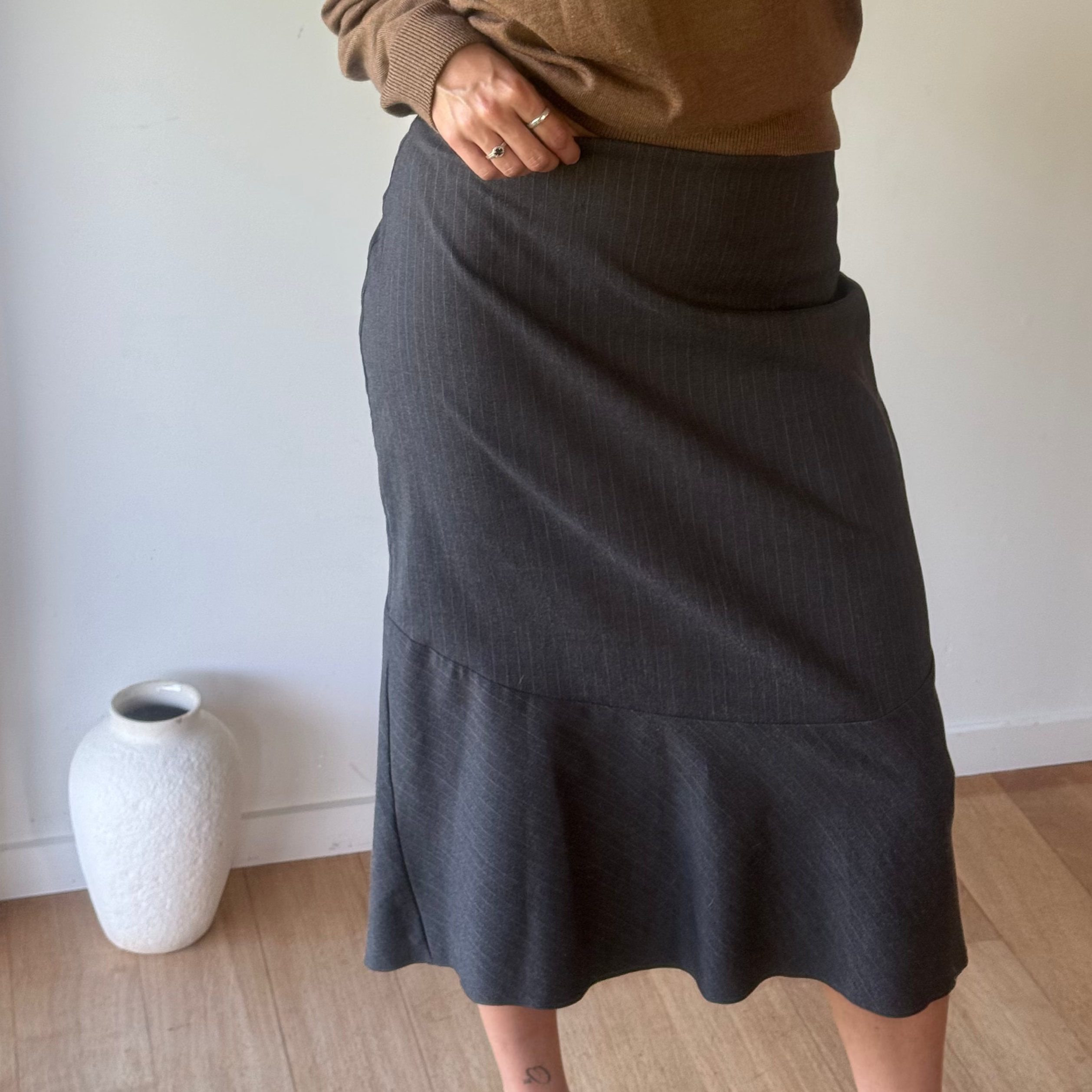 Vintage Joanna Morgan skirt, grey with stripes