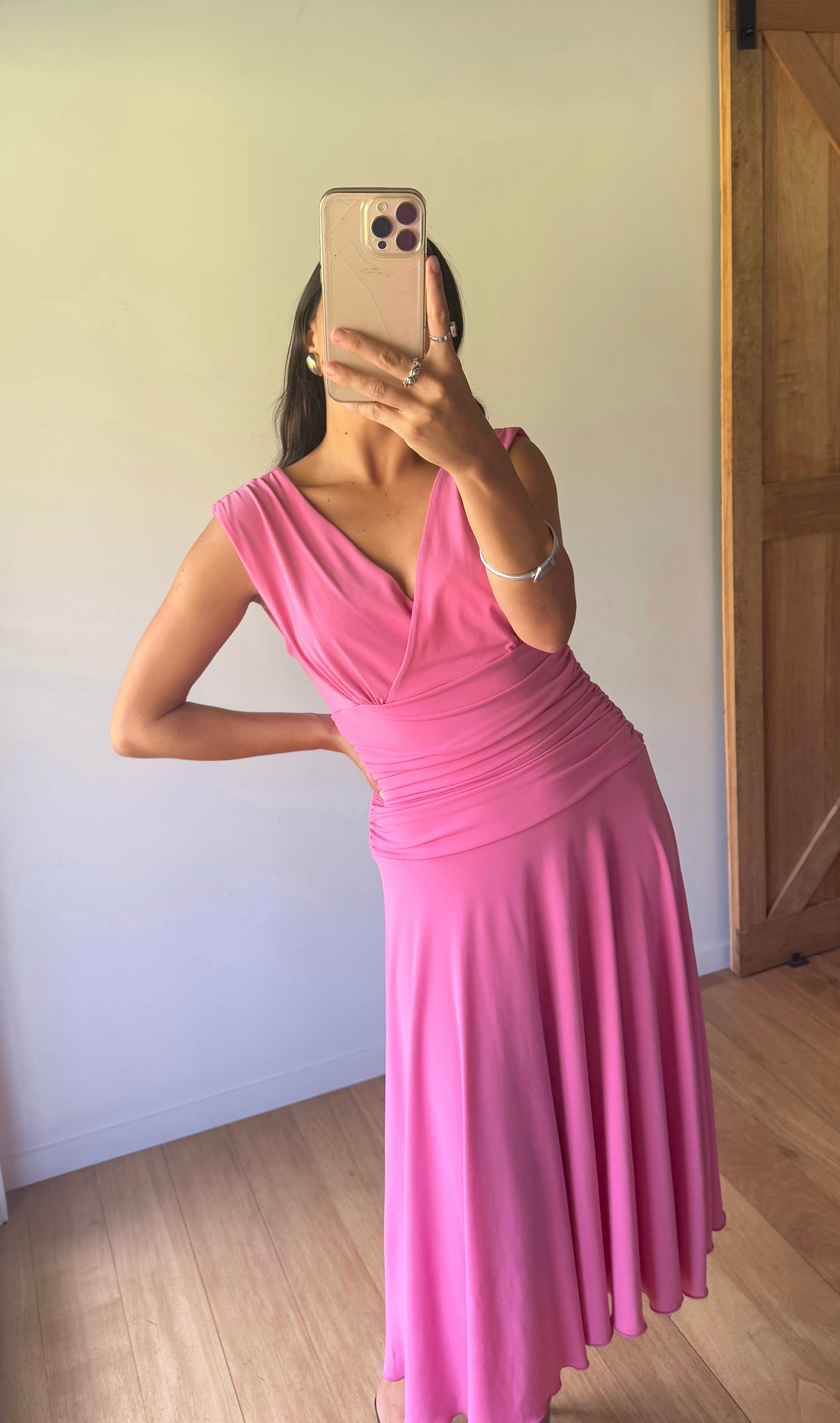 Vintage pink dress, made in Aotearoa