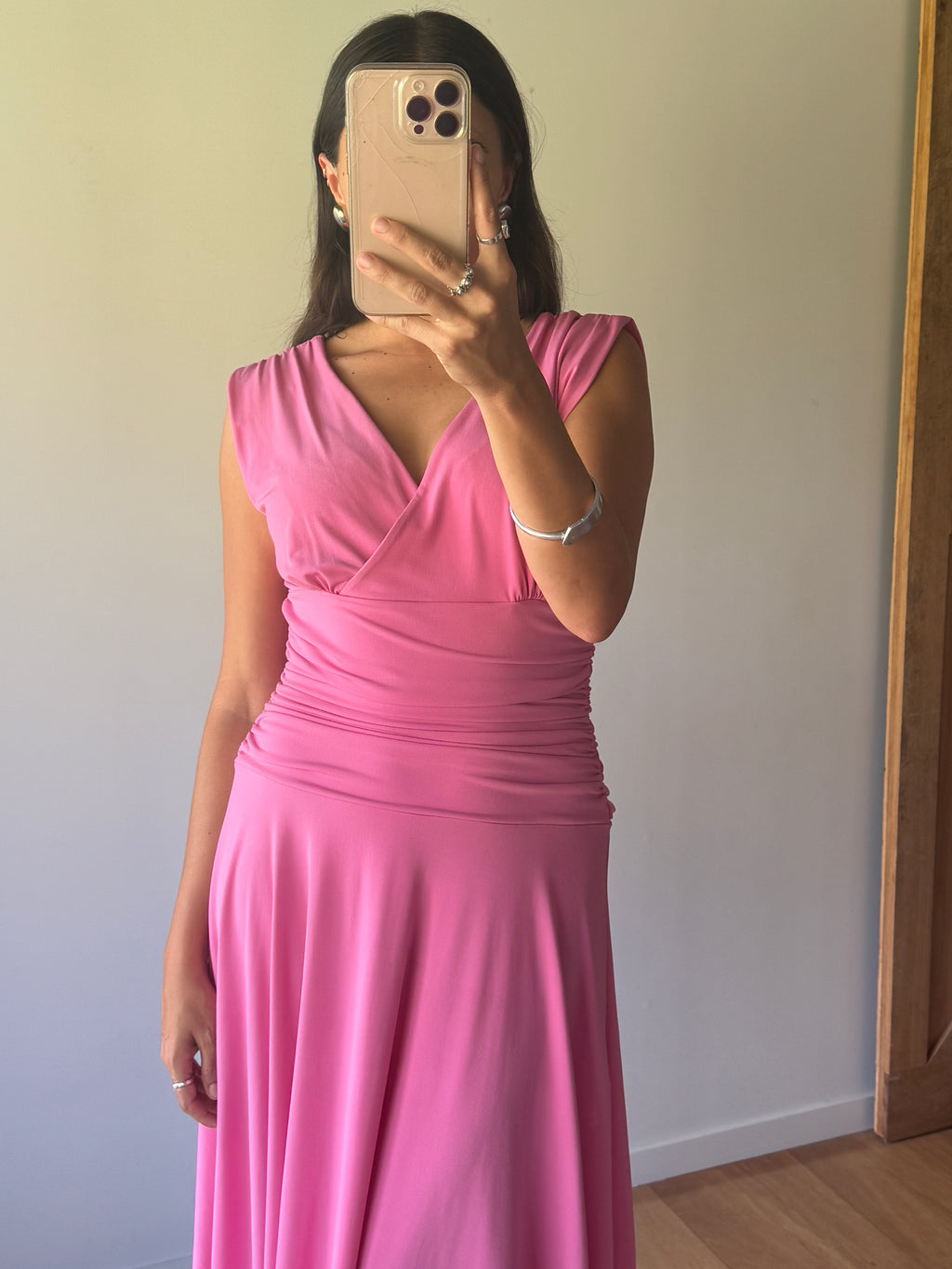 Vintage pink dress, made in Aotearoa