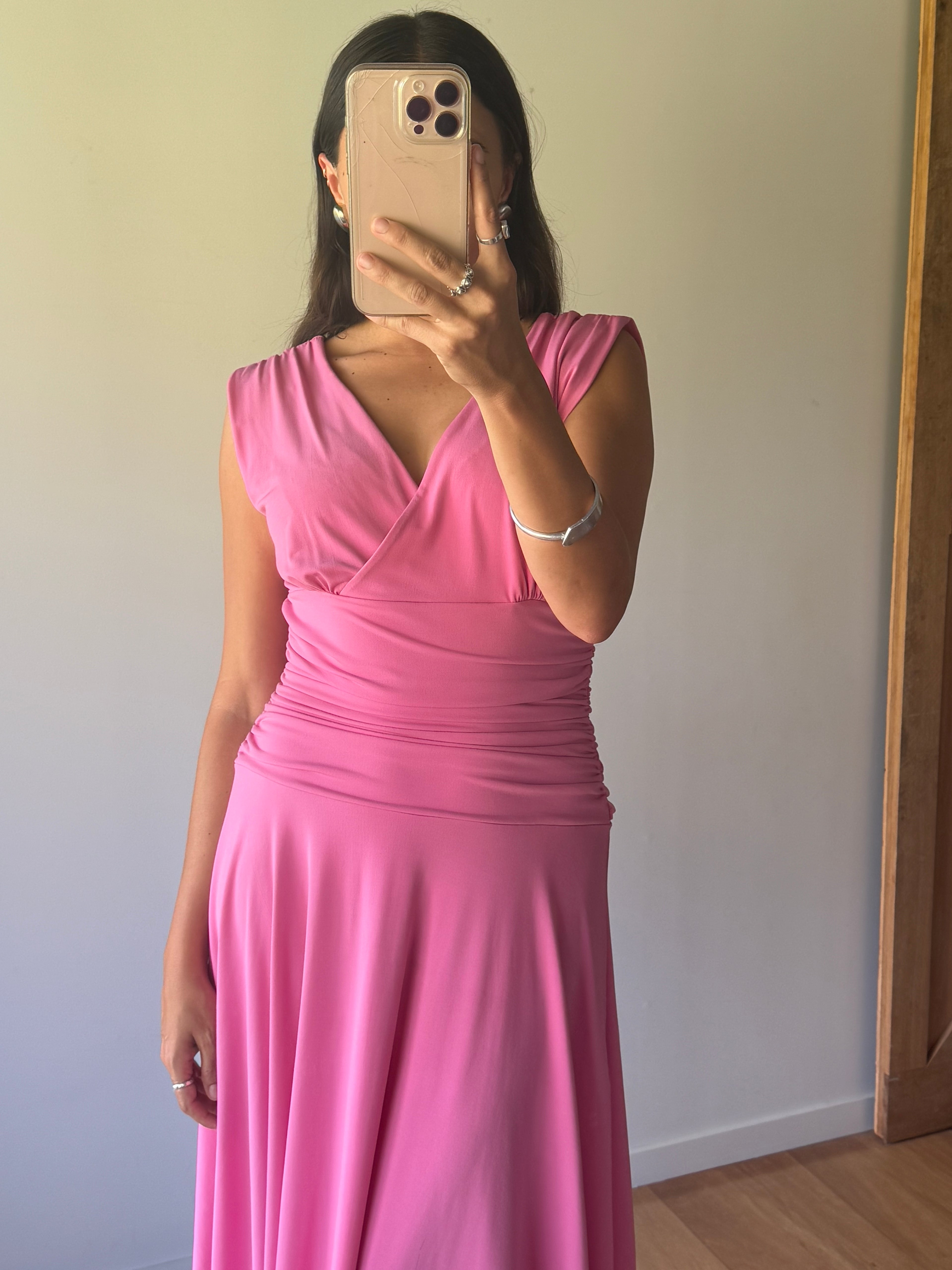 Vintage pink dress, made in Aotearoa