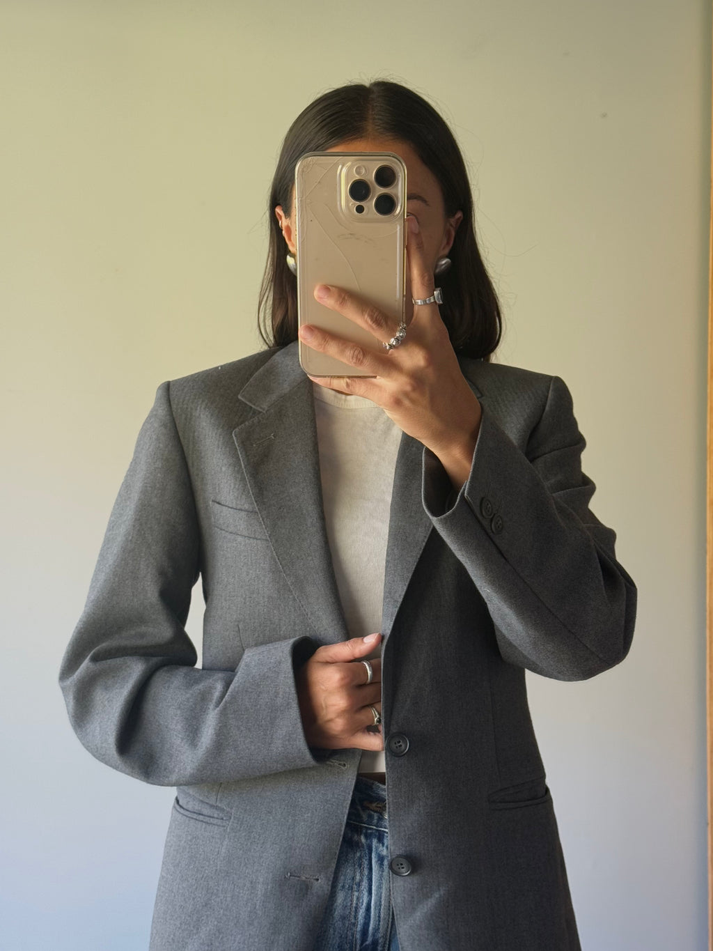 Vintage Pierre Cardin grey blazer, made in Aotearoa