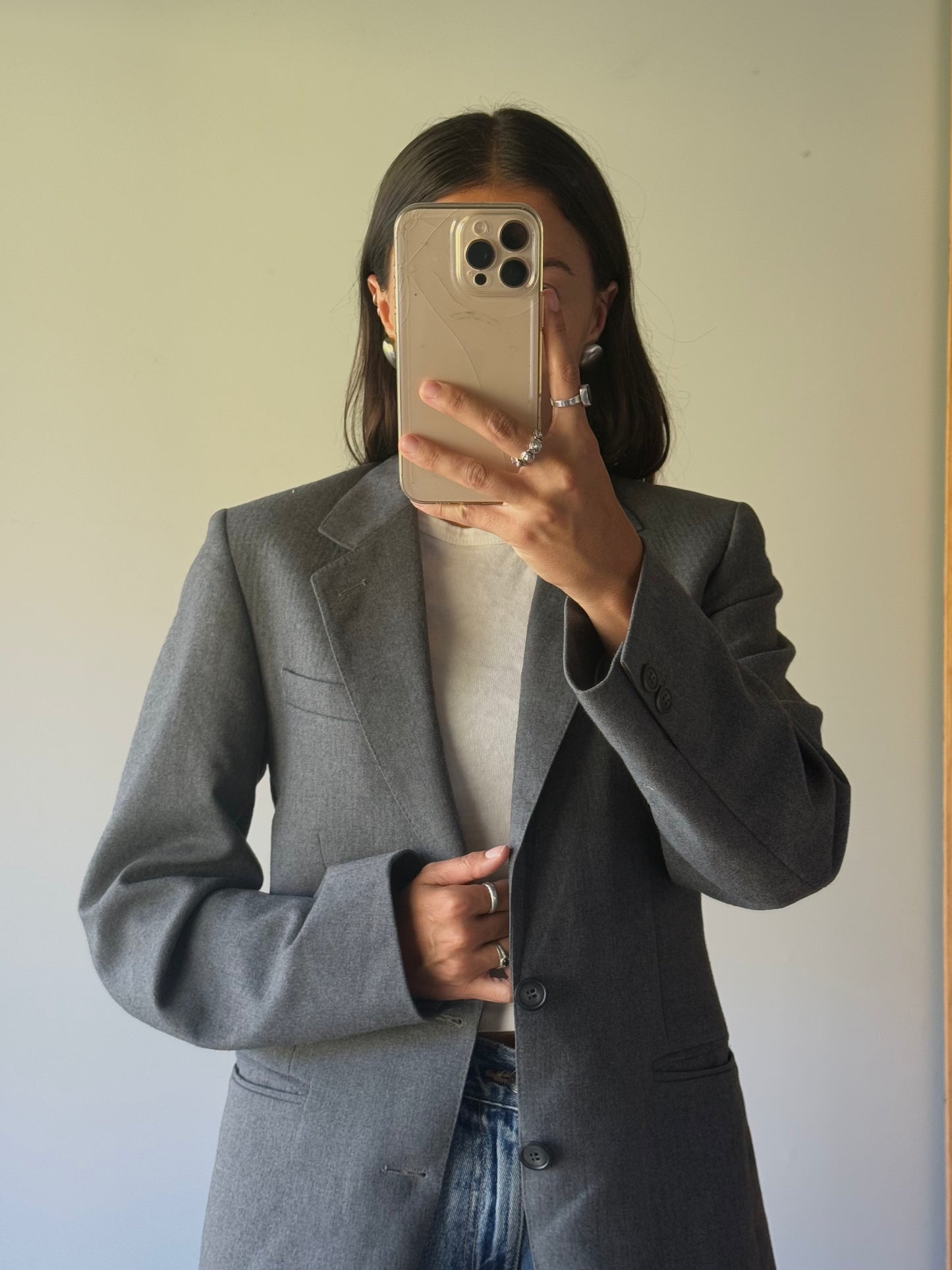 Vintage Pierre Cardin grey blazer, made in Aotearoa