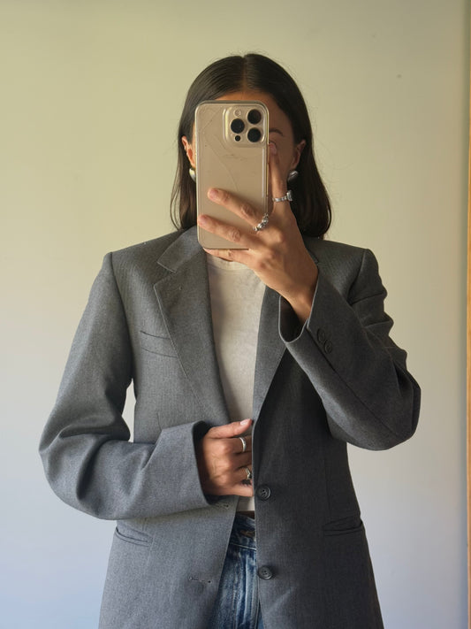 Vintage Pierre Cardin grey blazer, made in Aotearoa