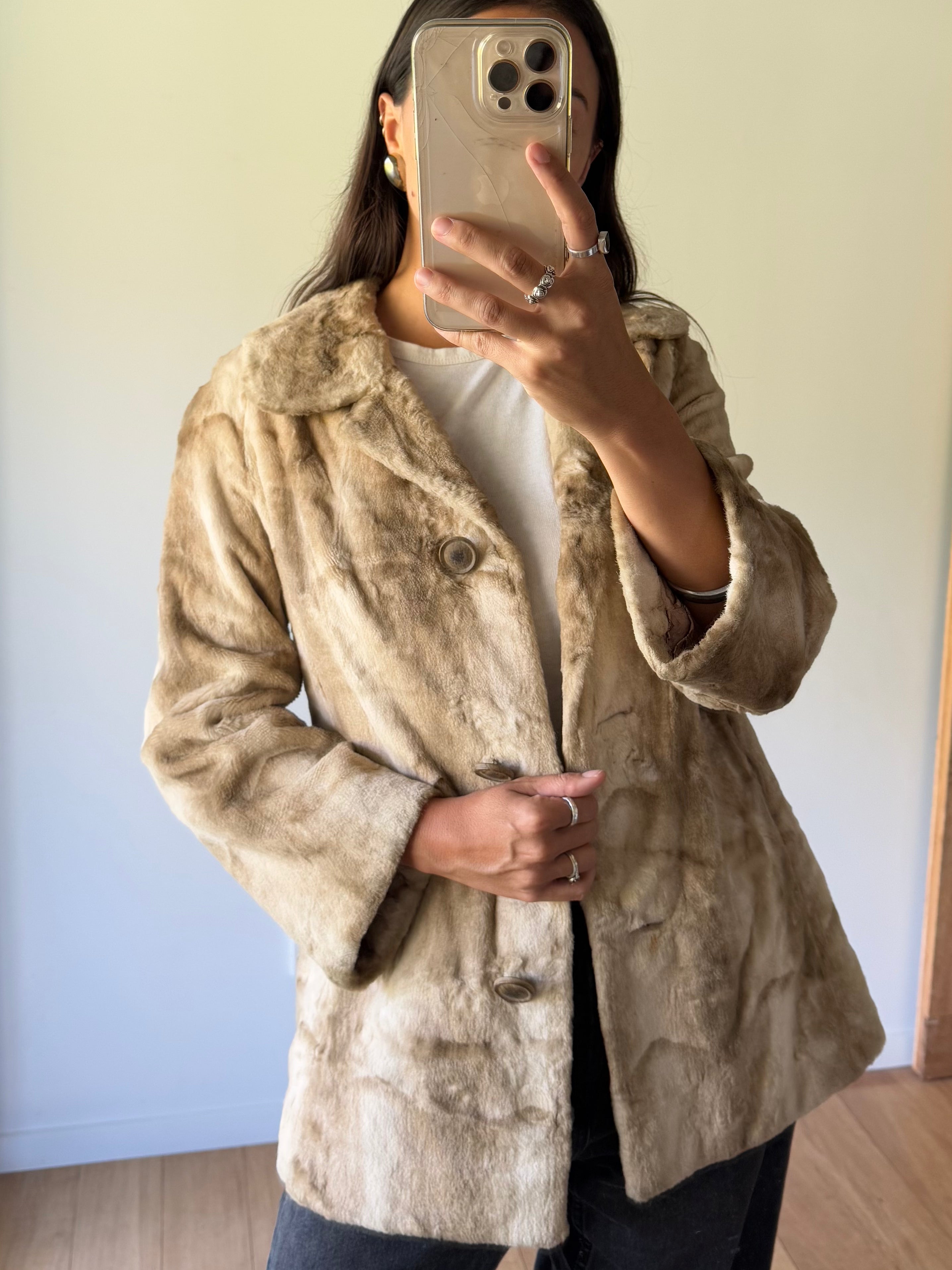 Faux fur coat, made in Aotearoa