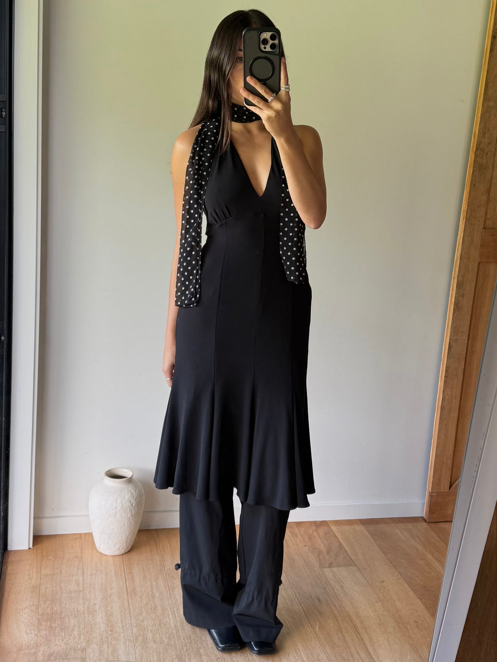 Black halter neck dress