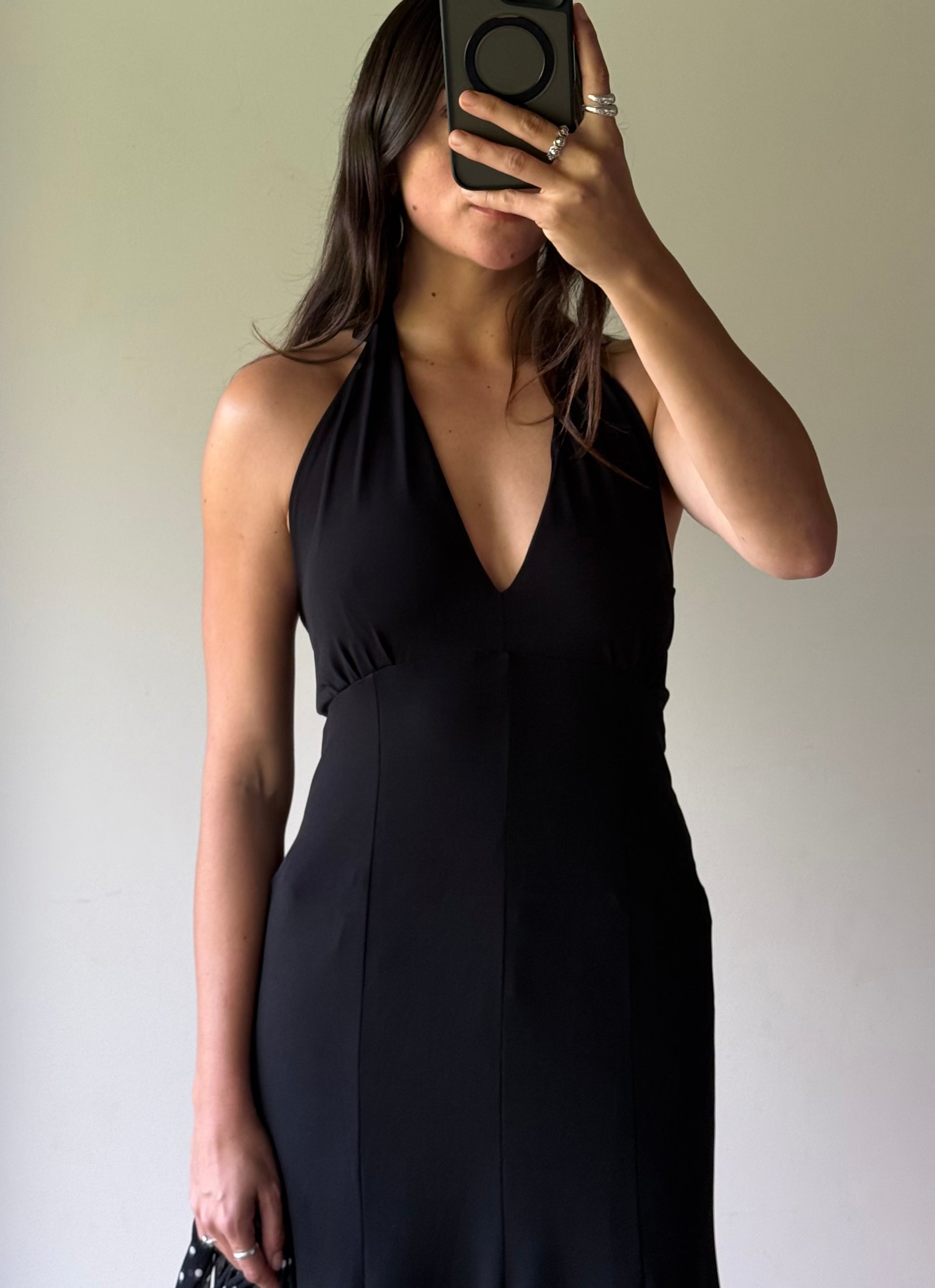 Black halter neck dress