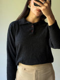 Wool collared long sleeve, dark grey