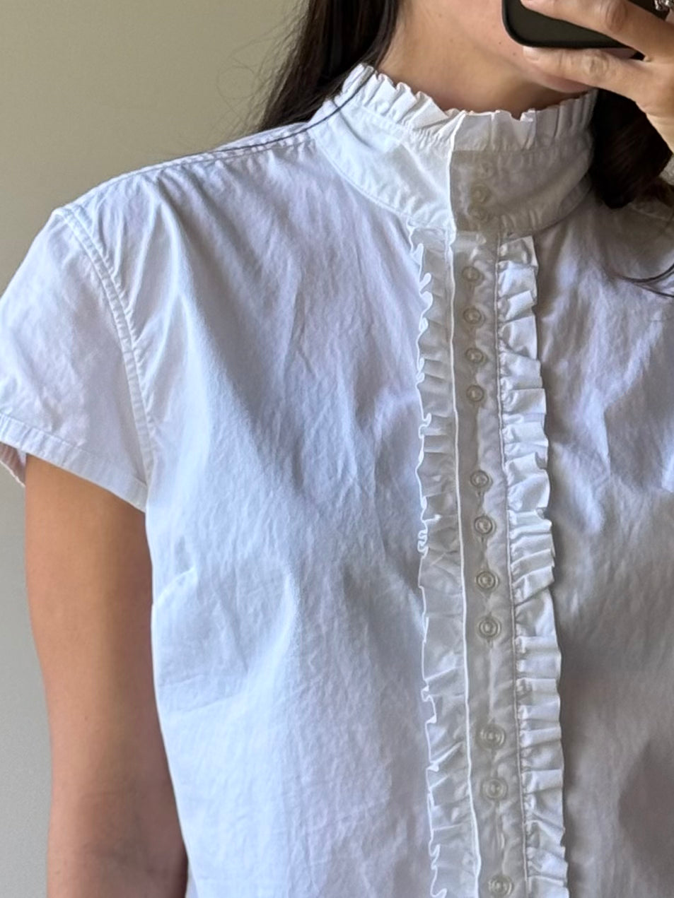 White cotton short sleeved shirt