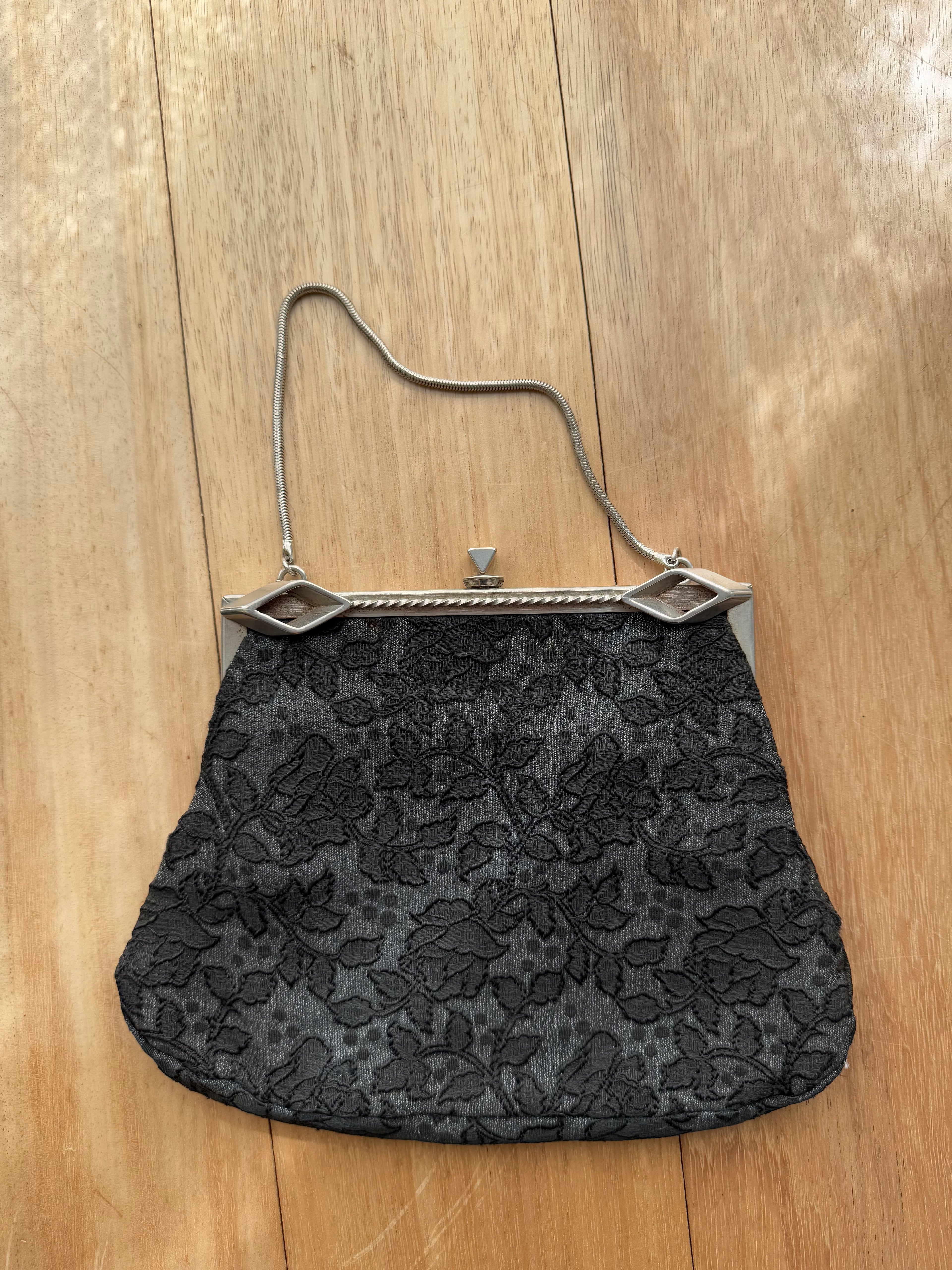 Vintage black floral purse