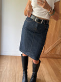 Dark blue denim skirt