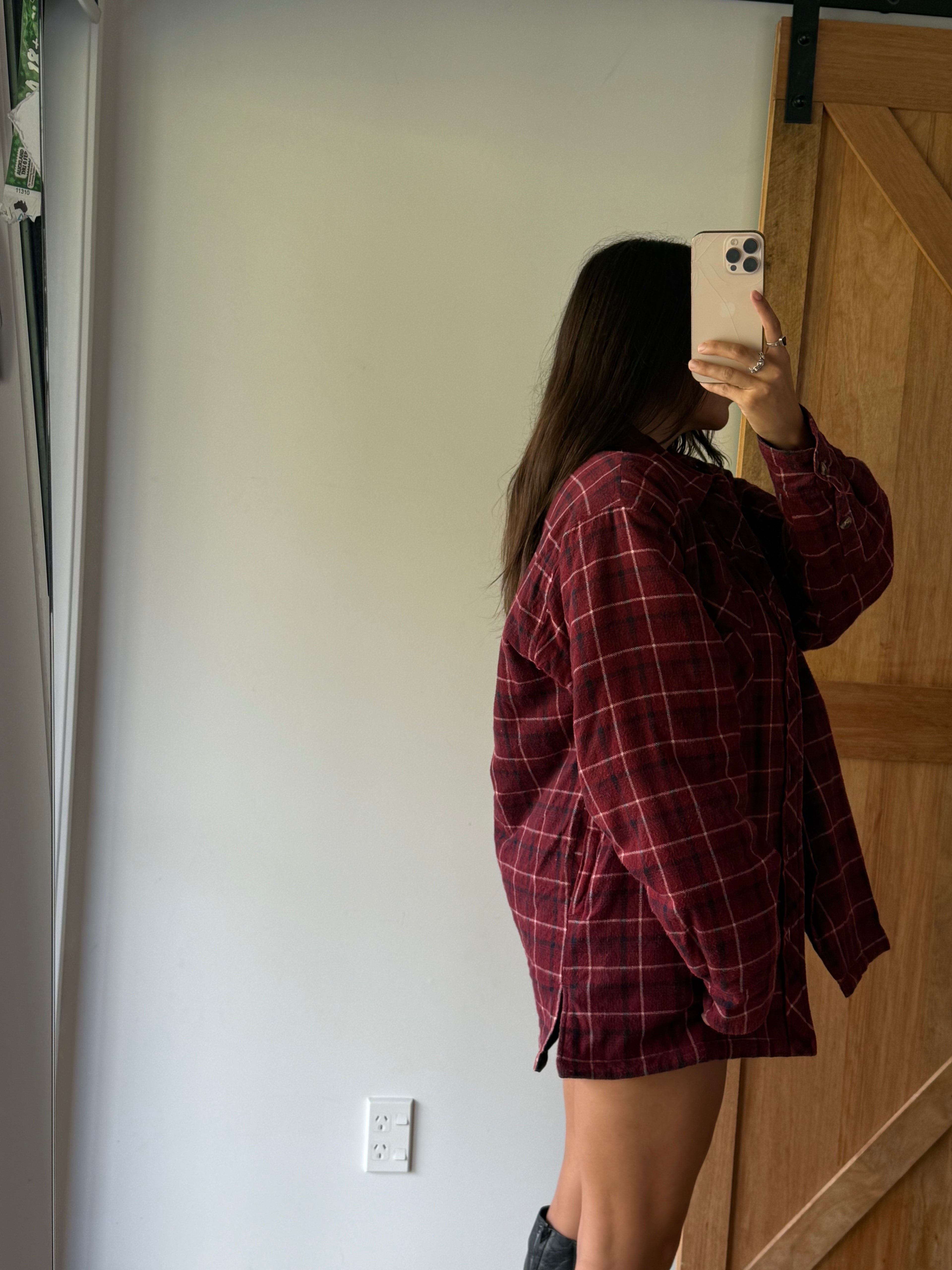 Vintage plaid overshirt with nylon lining