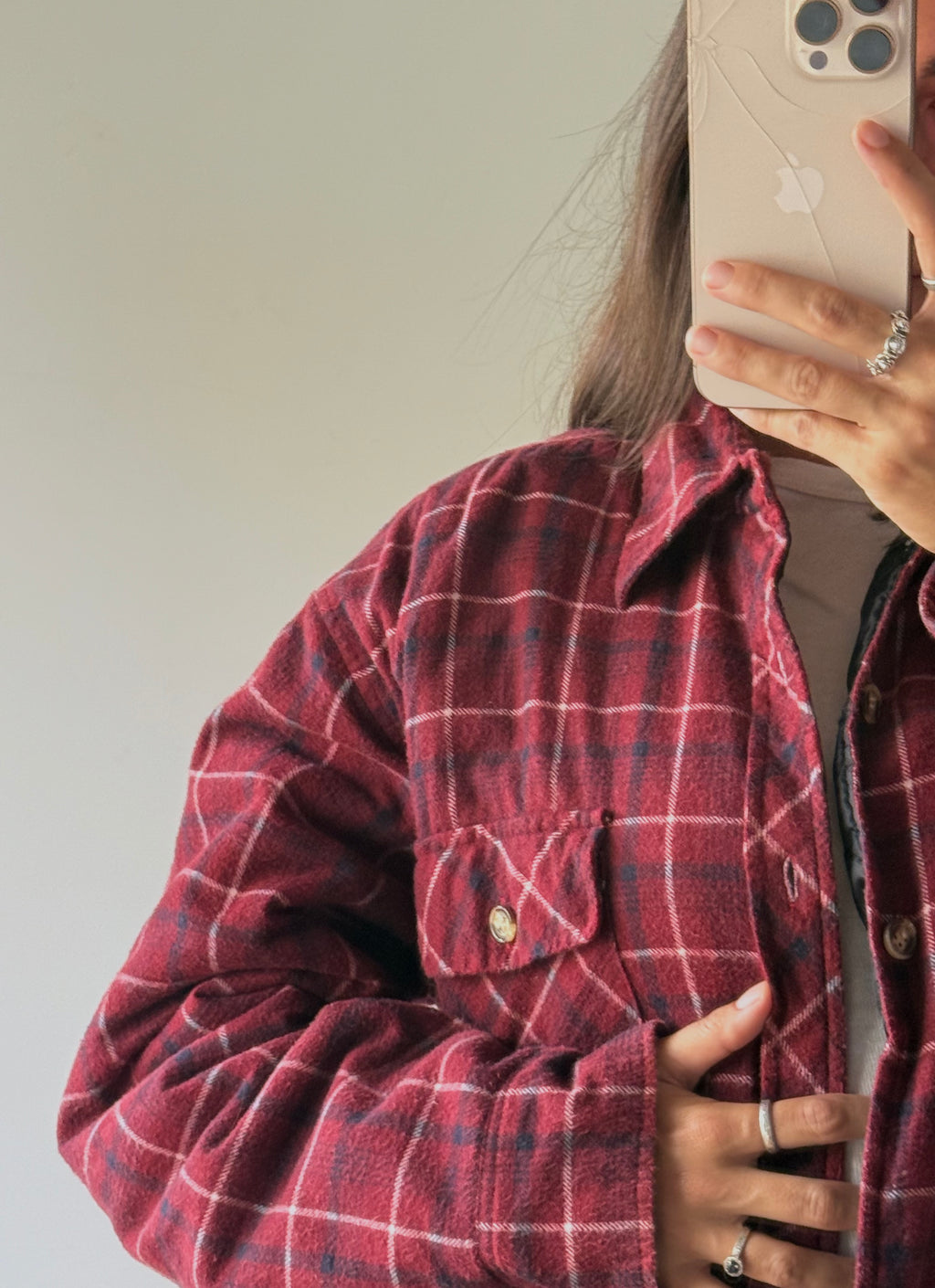 Vintage plaid overshirt with nylon lining