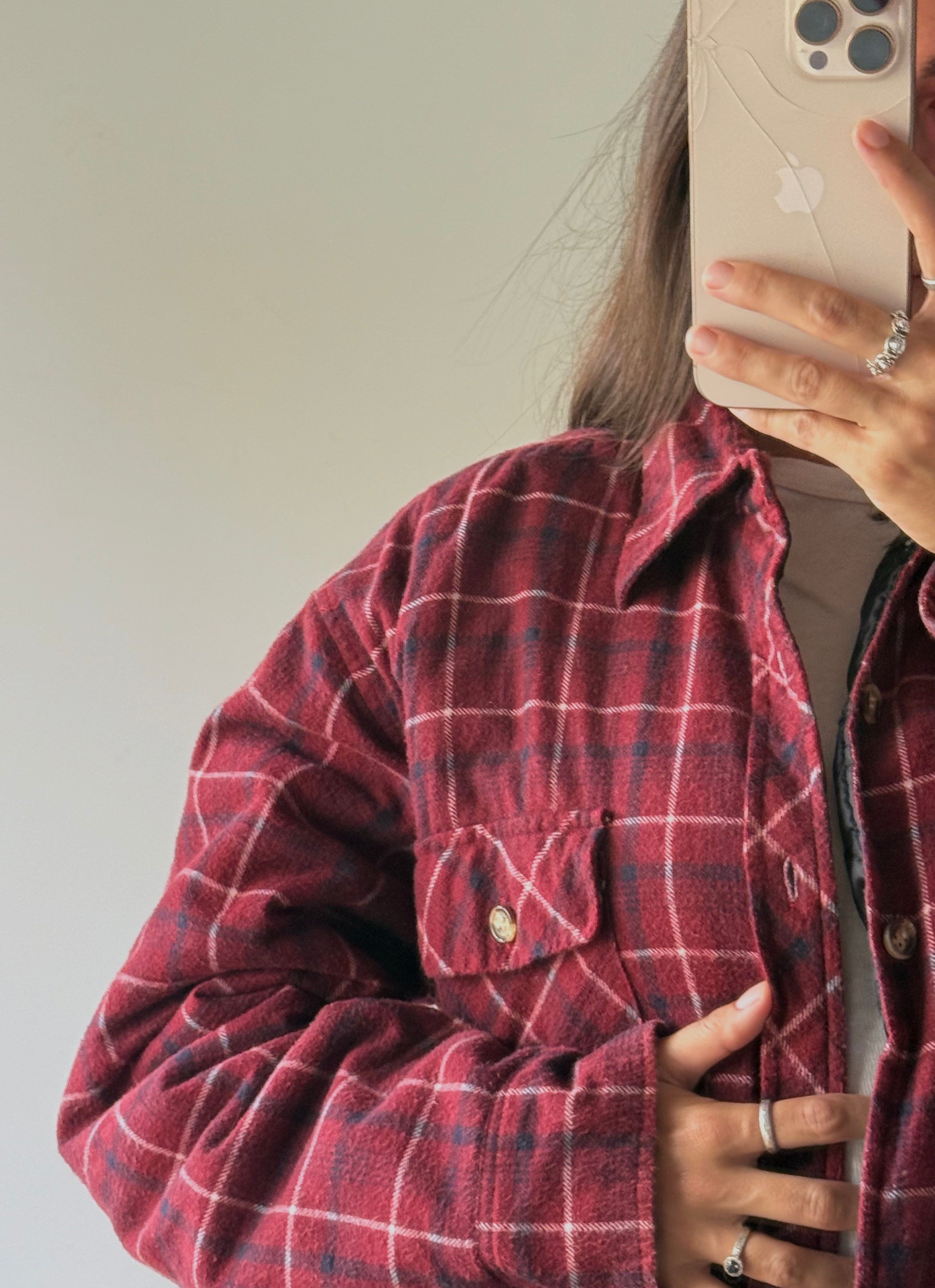 Vintage plaid overshirt with nylon lining