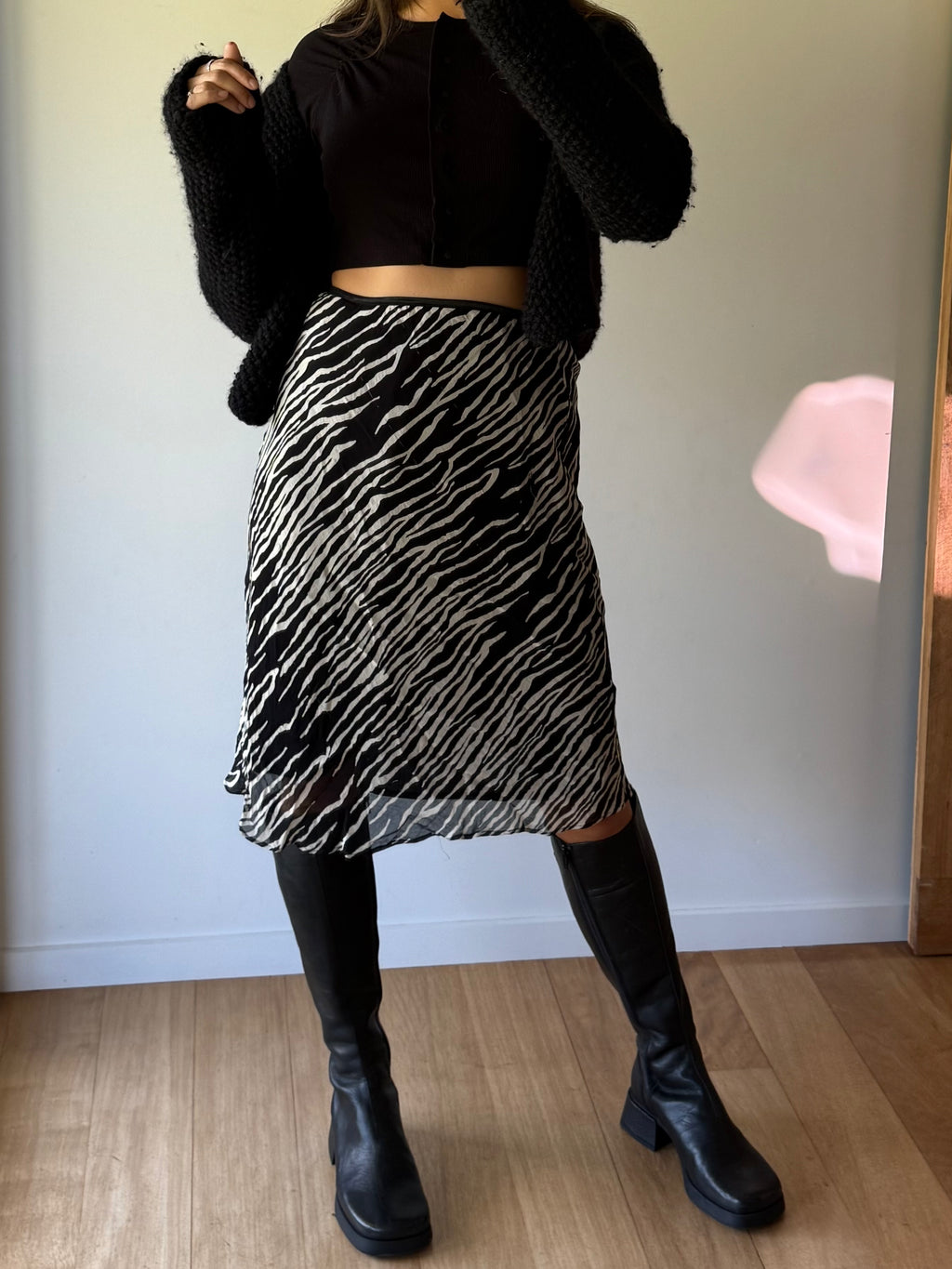 Vintage zebra midi skirt