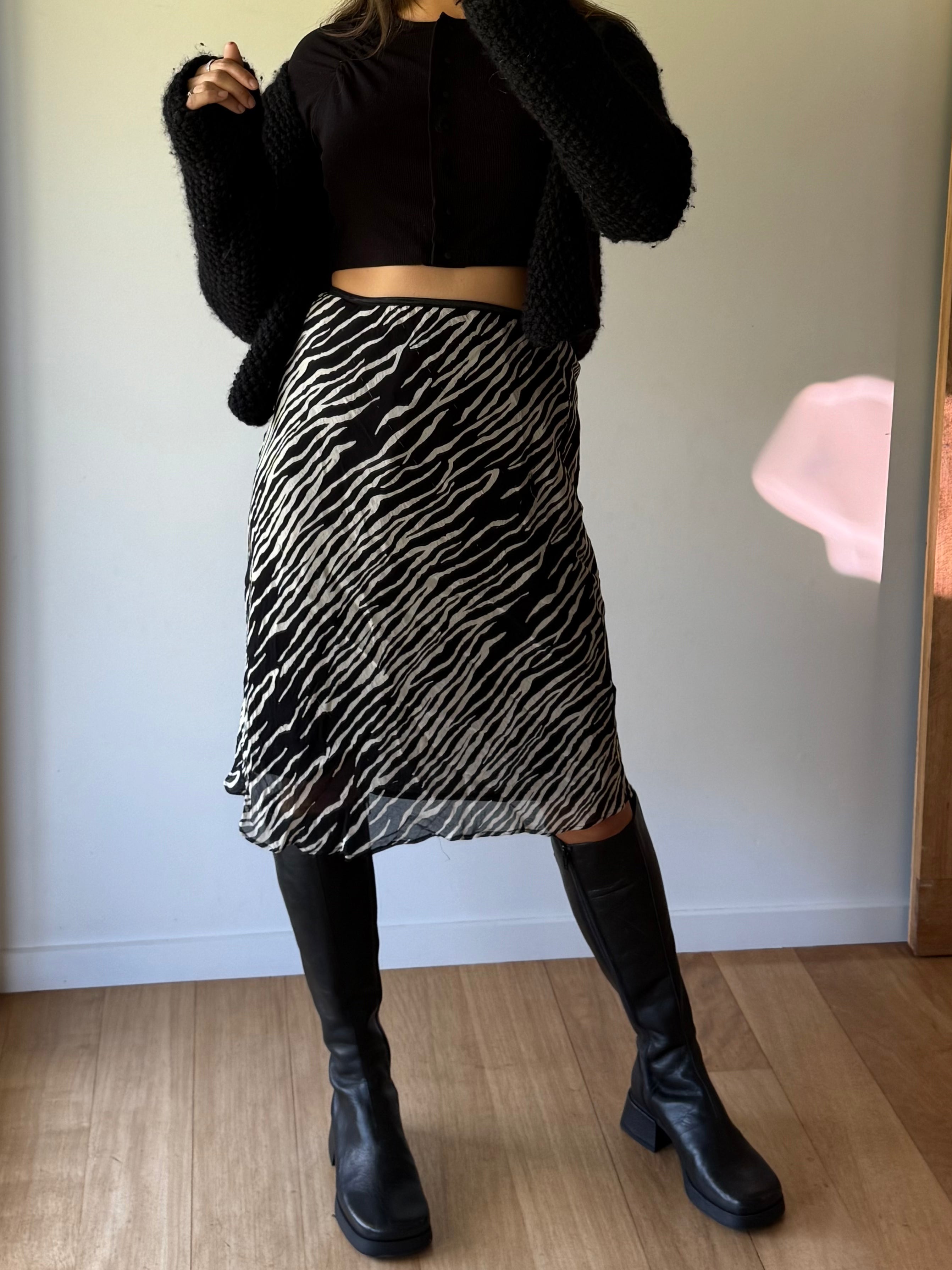 Vintage zebra midi skirt