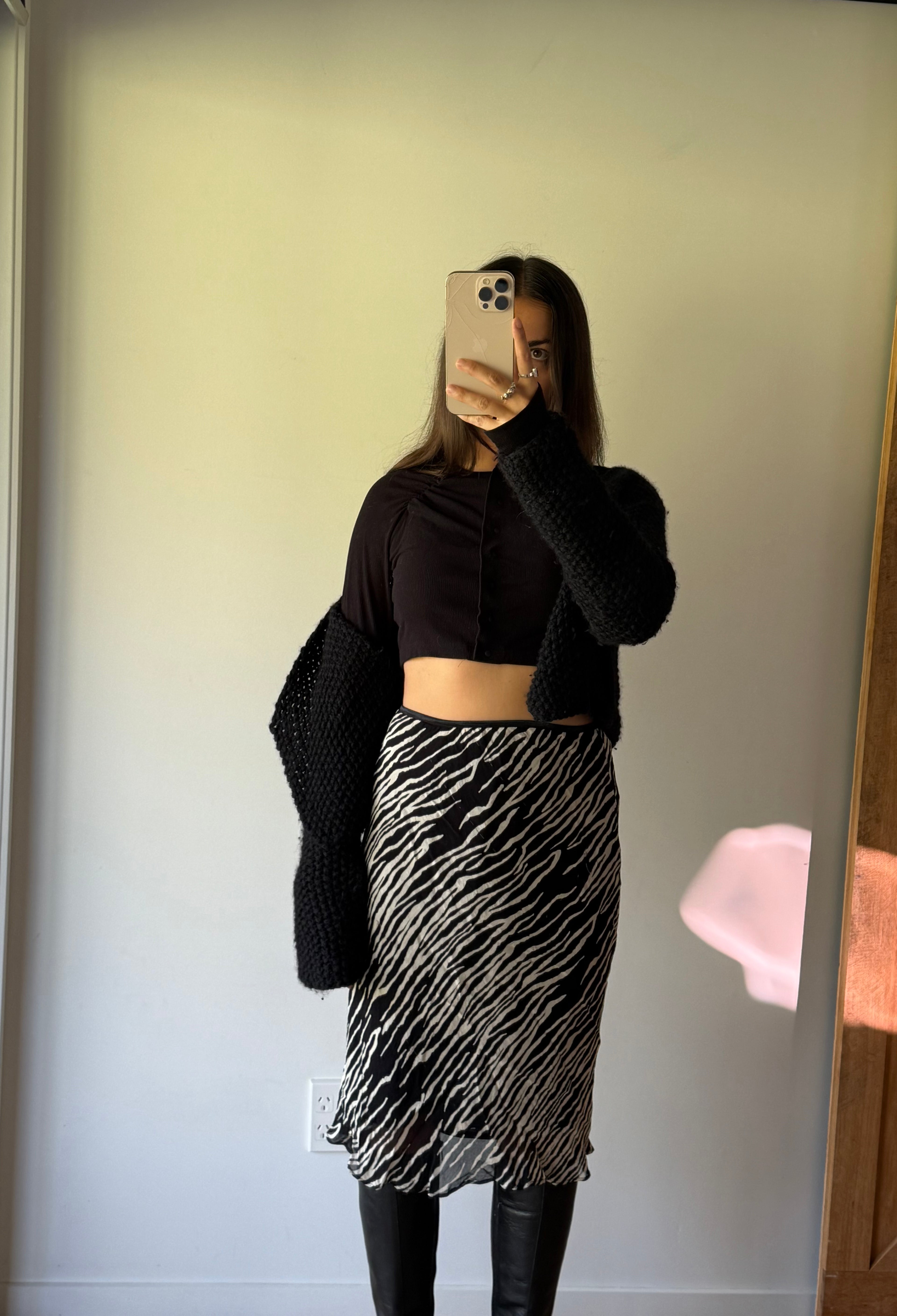 Vintage zebra midi skirt