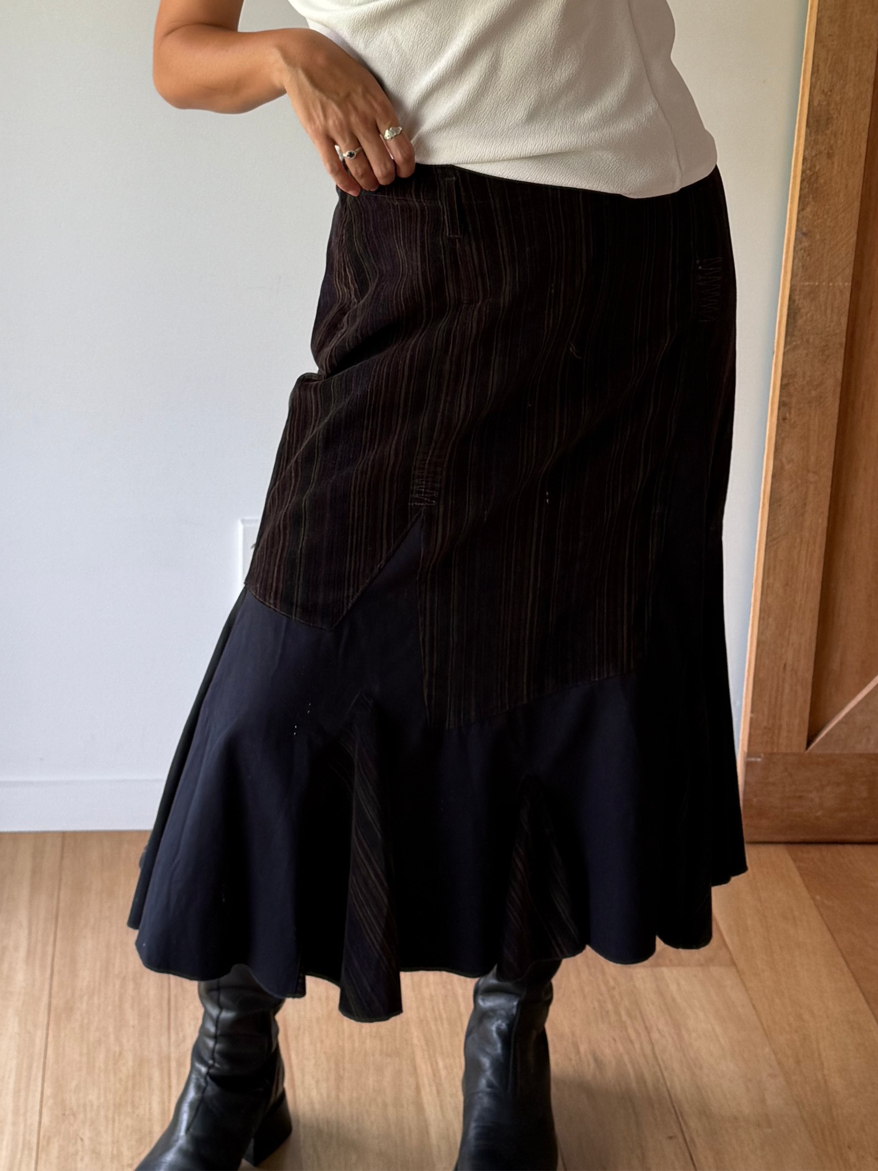 Long navy corduroy skirt