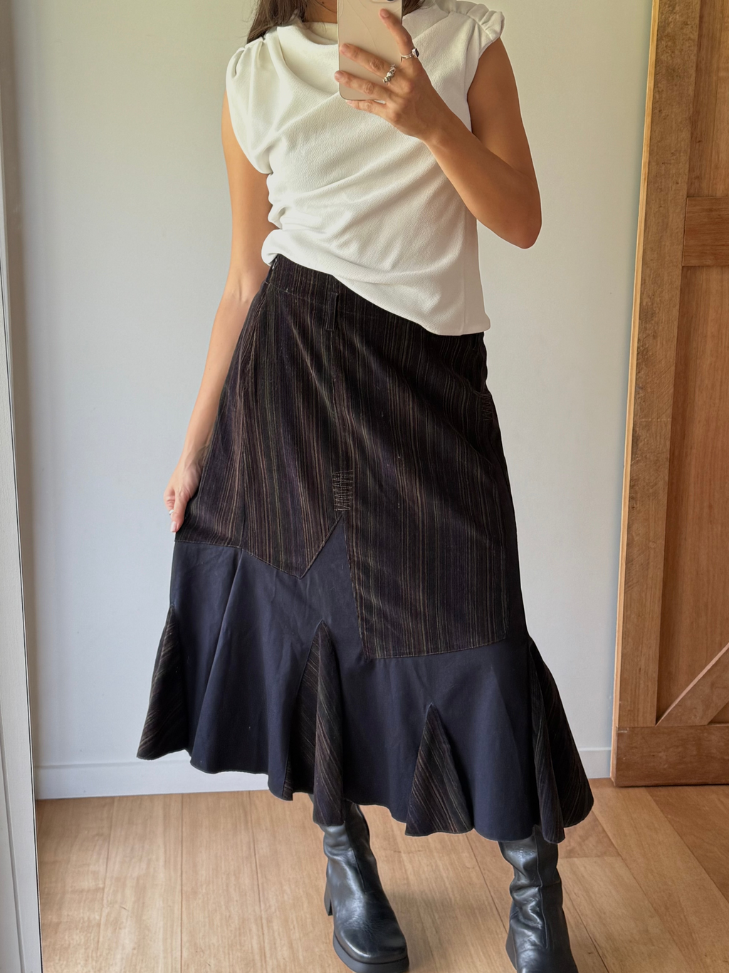 Long navy corduroy skirt