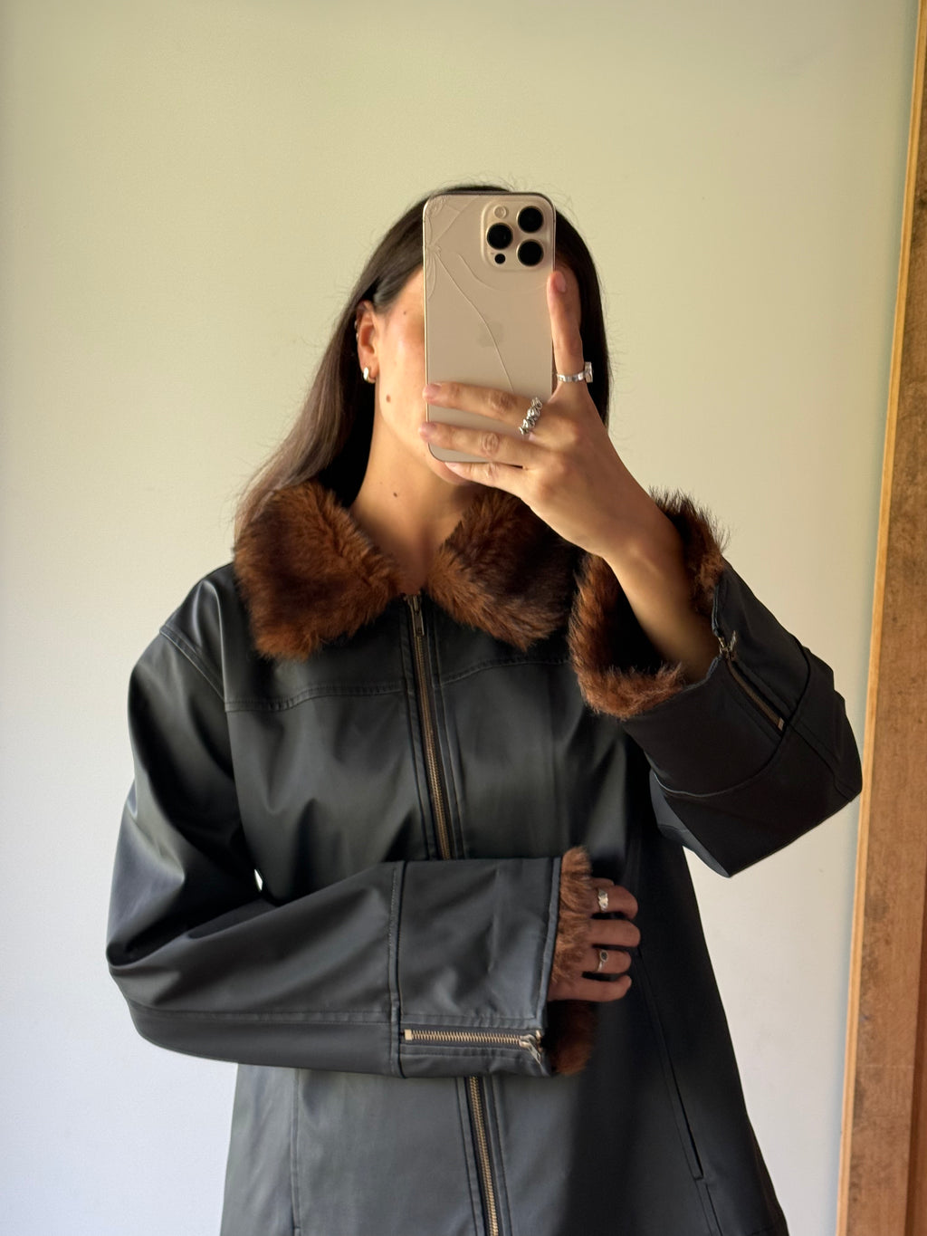 Vintage faux fur collar coat