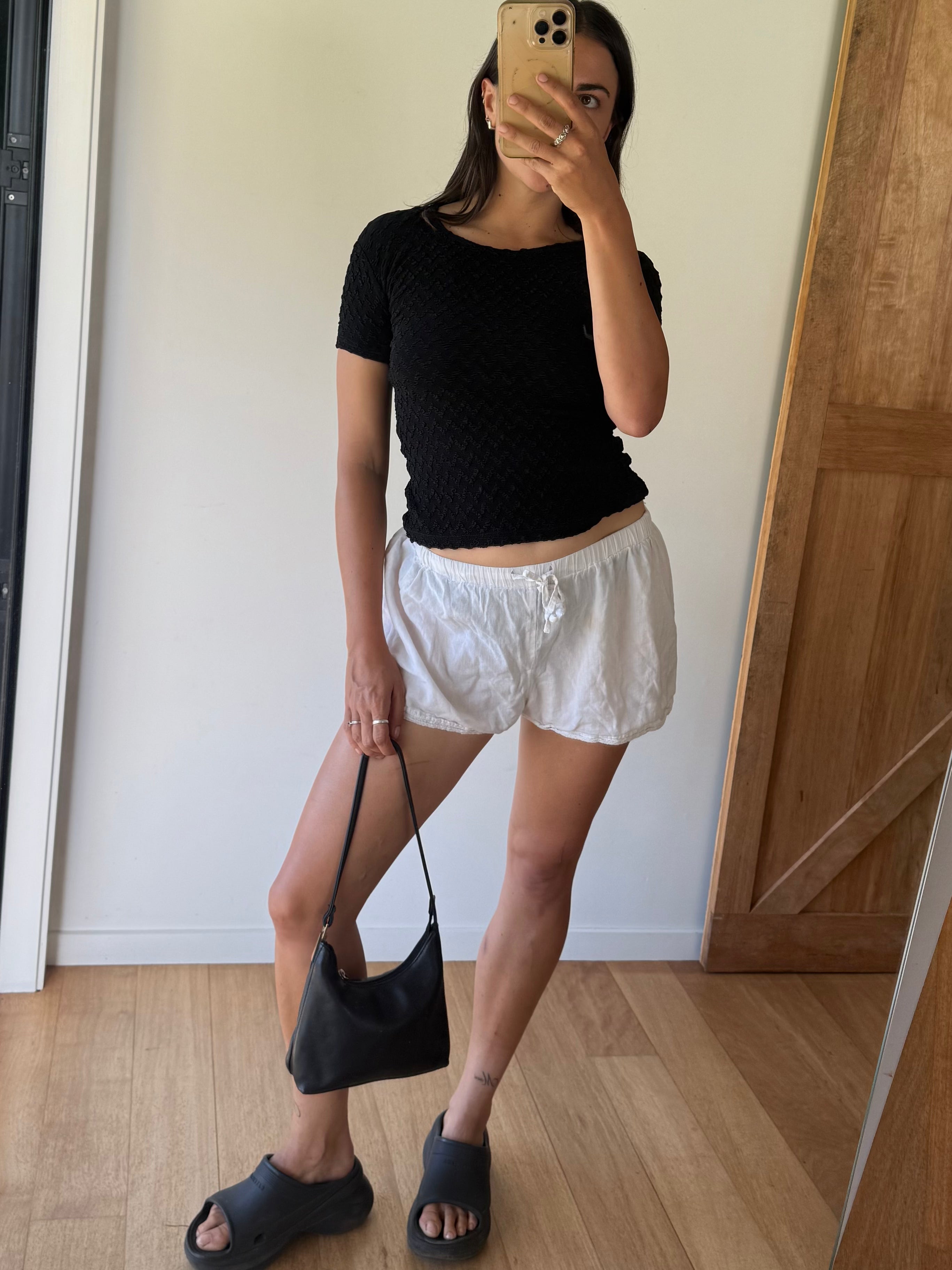 Black mini tee, made in the UK