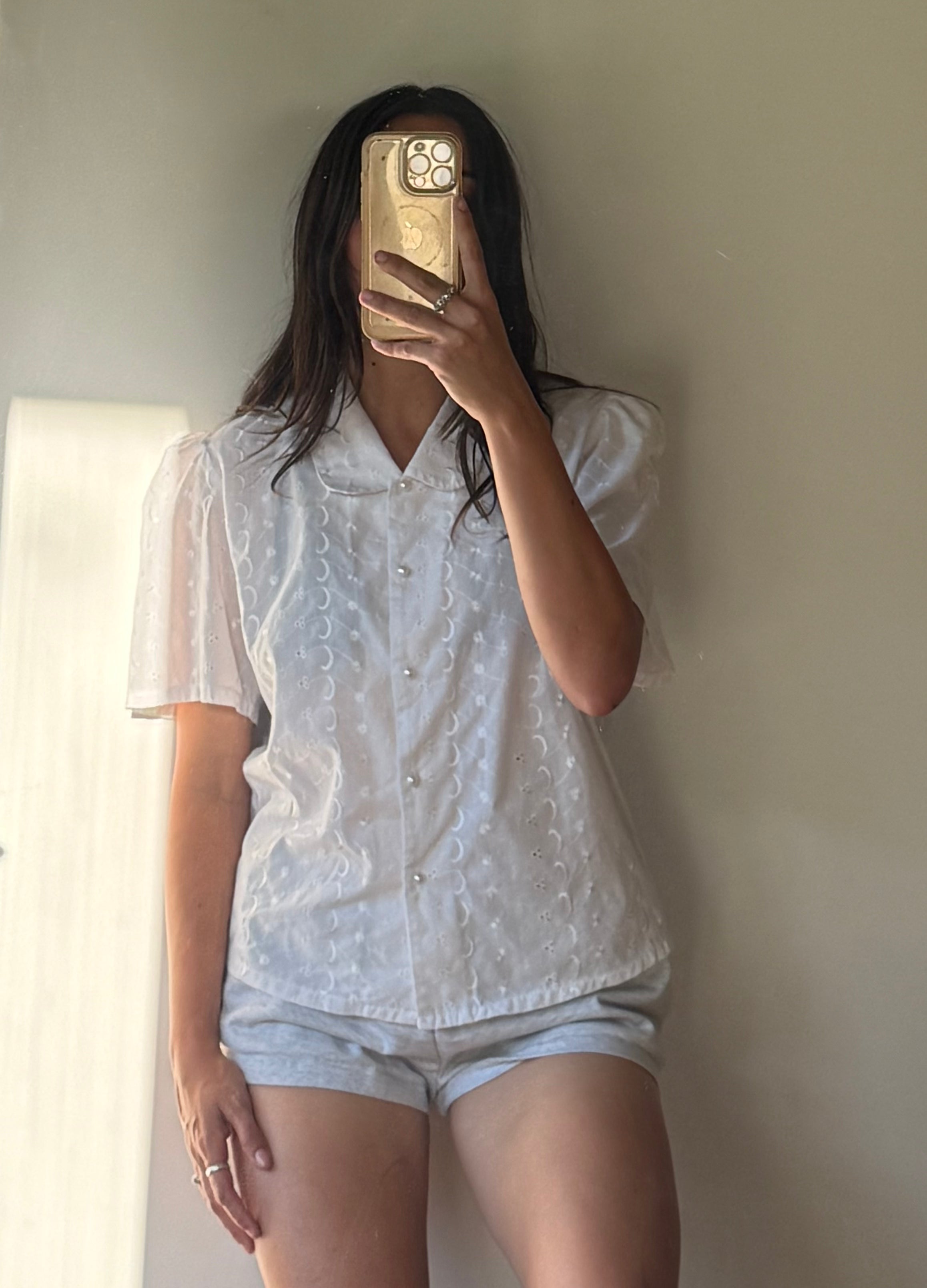 Vintage cotton blend white blouse