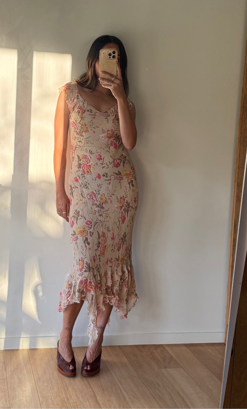 Late 90s, early 2000s floral bias-cut dress
