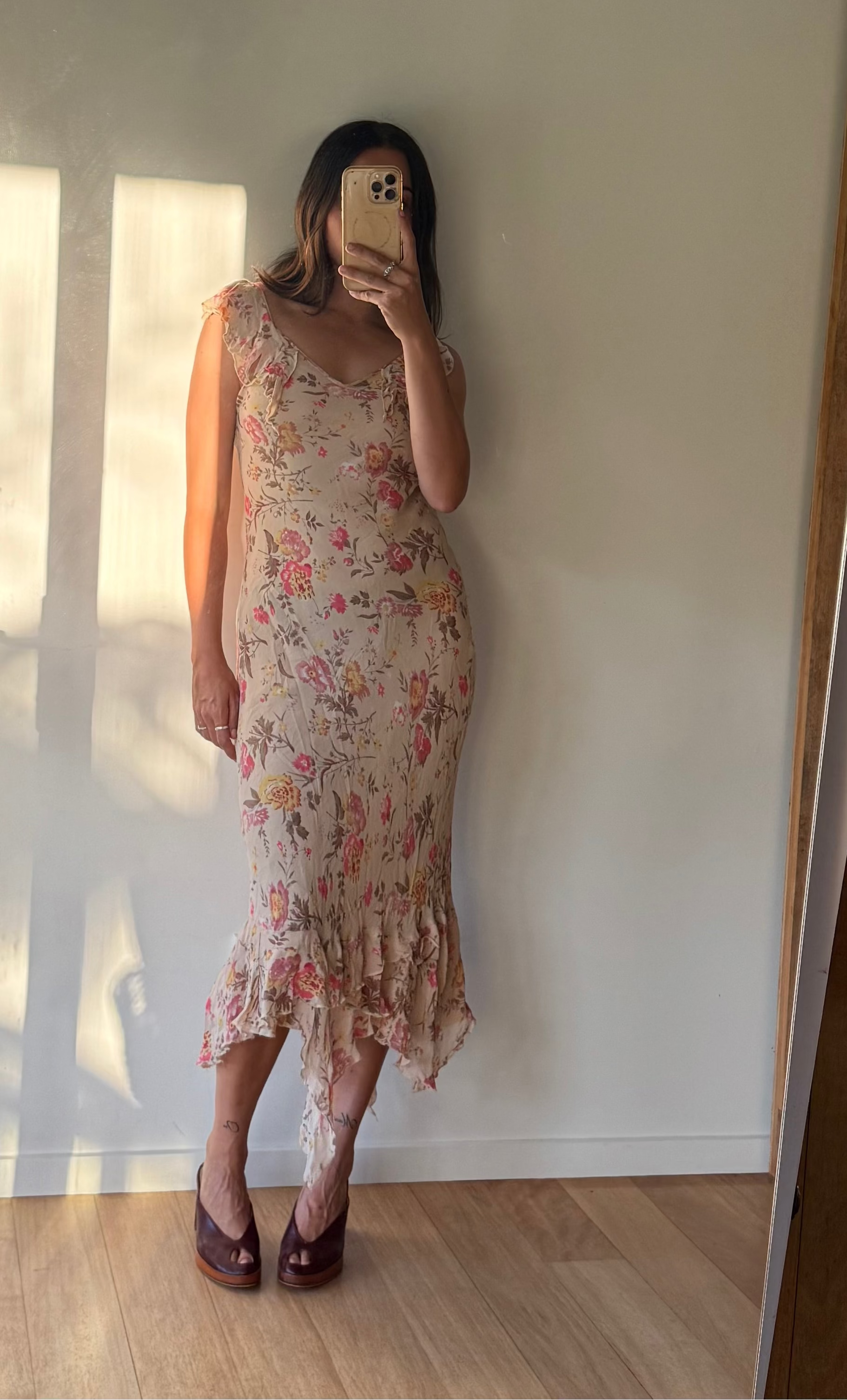 Late 90s, early 2000s floral bias-cut dress