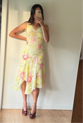 Yellow and pink floral summer dress